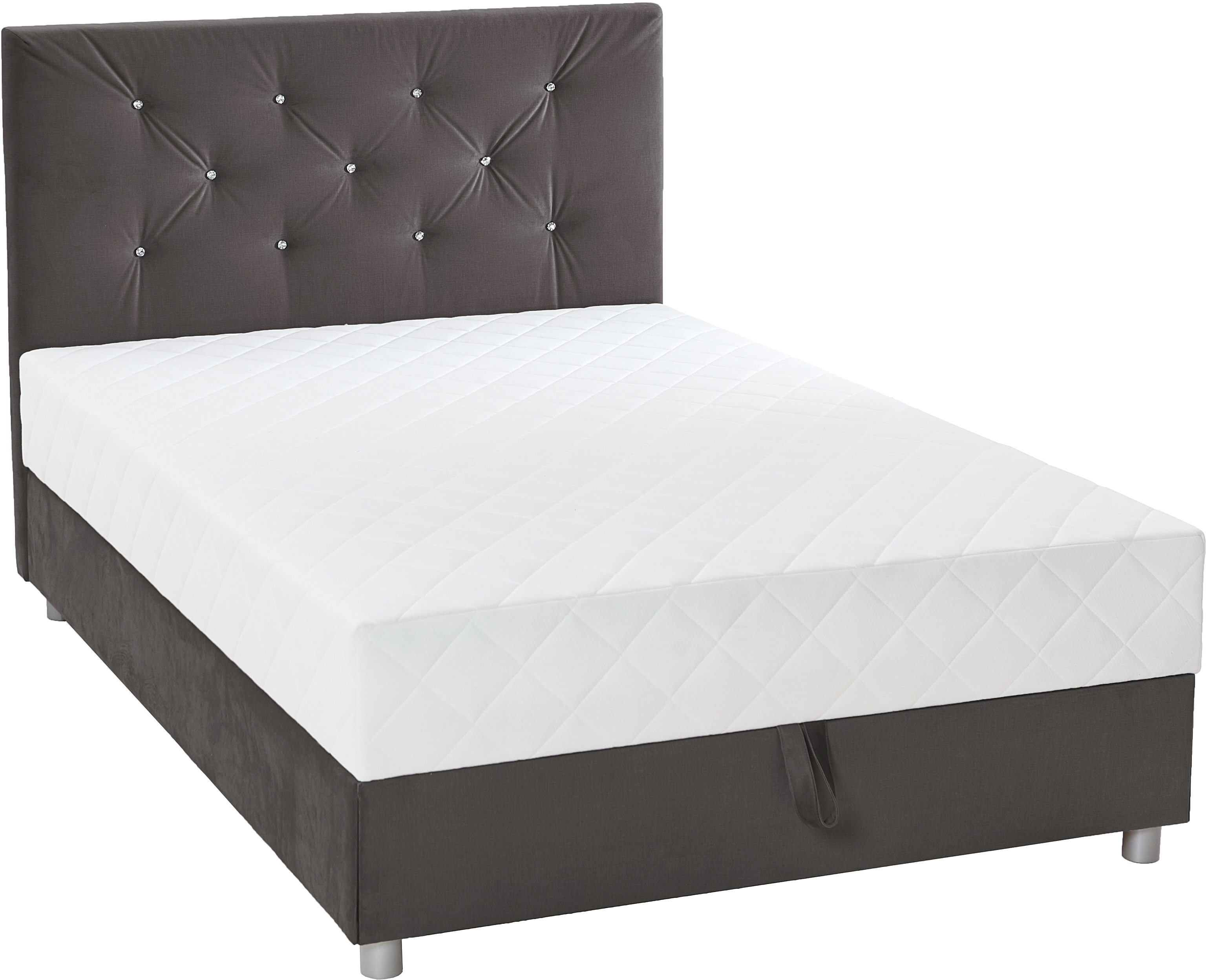 ATLANTIC home collection "CELIA im hochwertiger Samtoptik" mit Taschen-Federkernmatratze, Bettkasten und Strass-Steinen