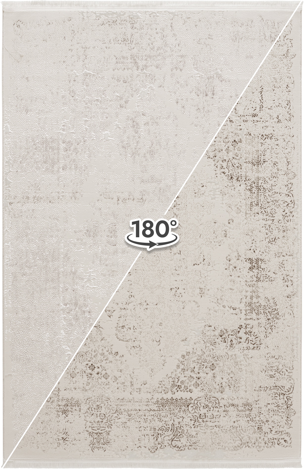 Sehrazat Teppich »Diamond 7810 , auch als Läufer« rechteckig 8 mm Höhe Kurzflor, Vintage, Viskose, leichter Glanz, mit Fransen, Wohnzimmer