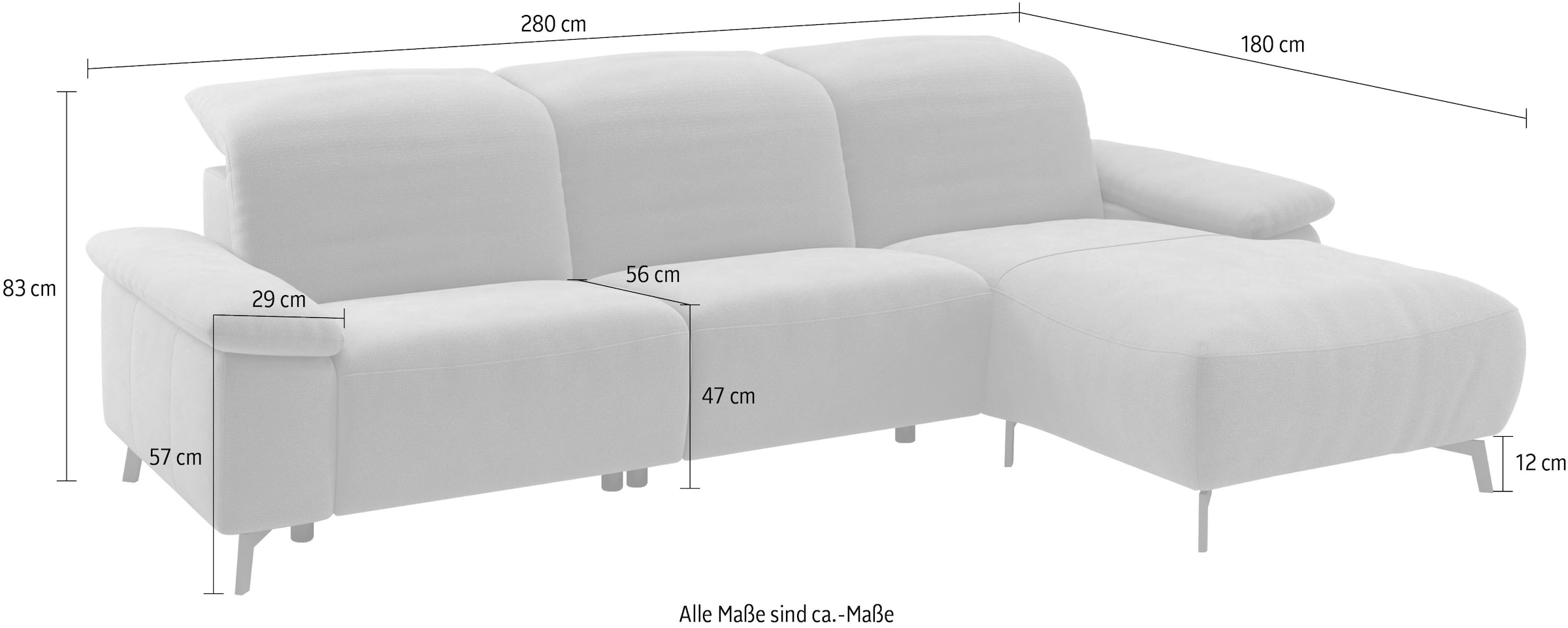 Musterring Ecksofa »MR 370, intelligenter Komfort im modernen Design« Optionale Relaxfunktion, flexible Kopfteile & klappbare Armlehnen