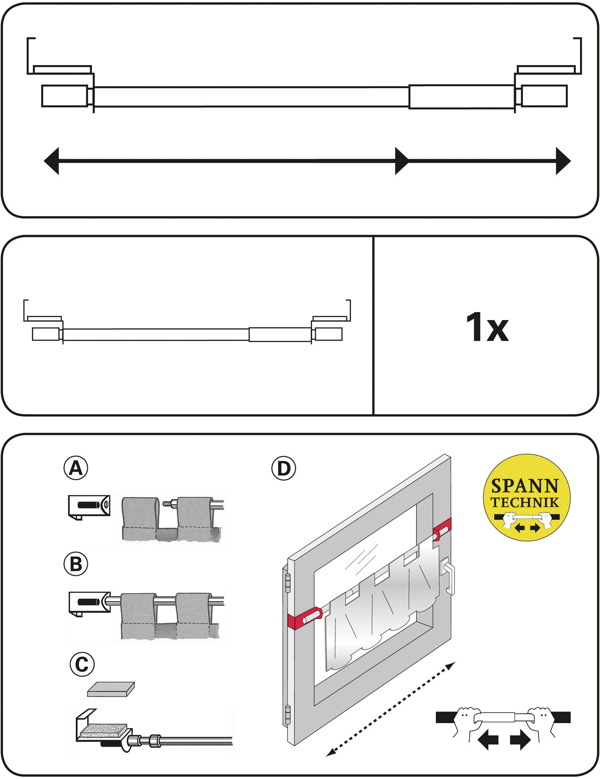 GARDINIA Scheibenstange »Spannvitrage«, 1 läufig-läufig, ausziehbar, 7/9 Spannvitrage mm BAUR Serie | Ø