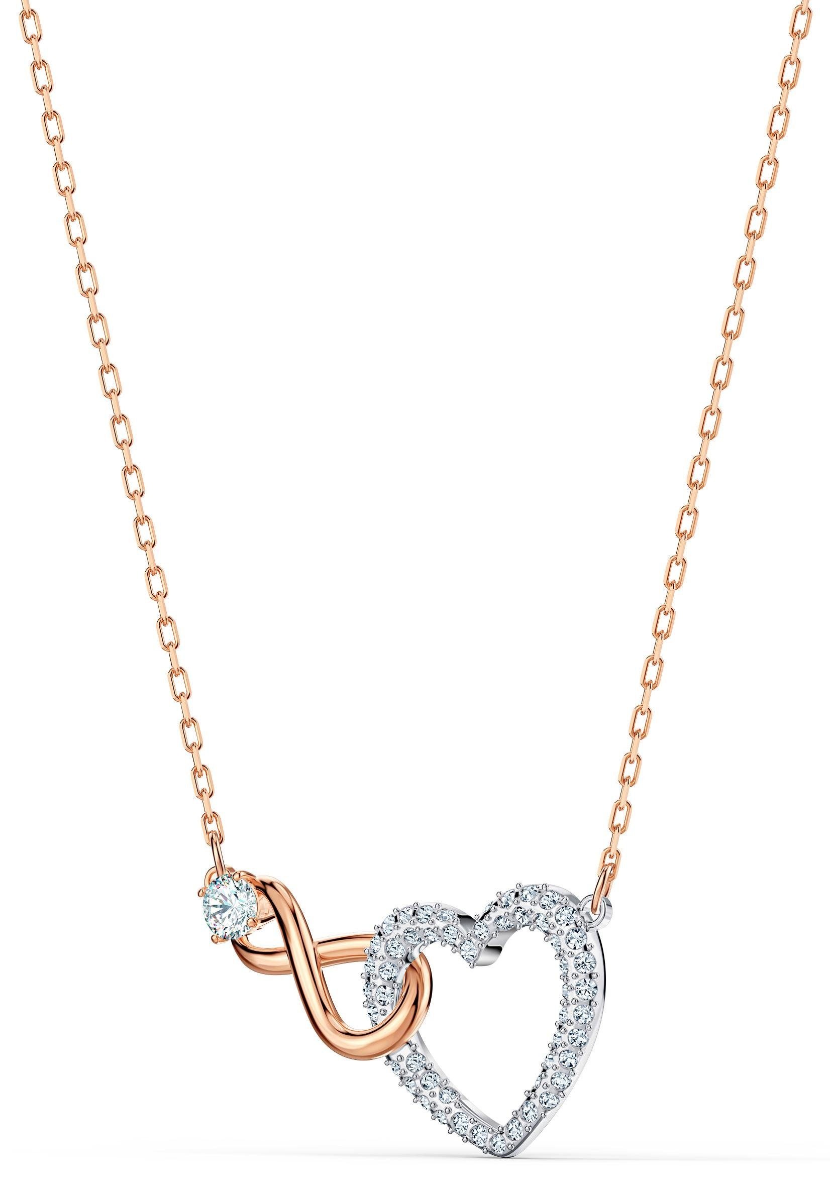 Swarovski Kette mit Anhänger »Unendlichkeitsschleife/Herz, Infinity Heart, weiss, Metallmix, 5518865«, mit Swarovski® Kristall