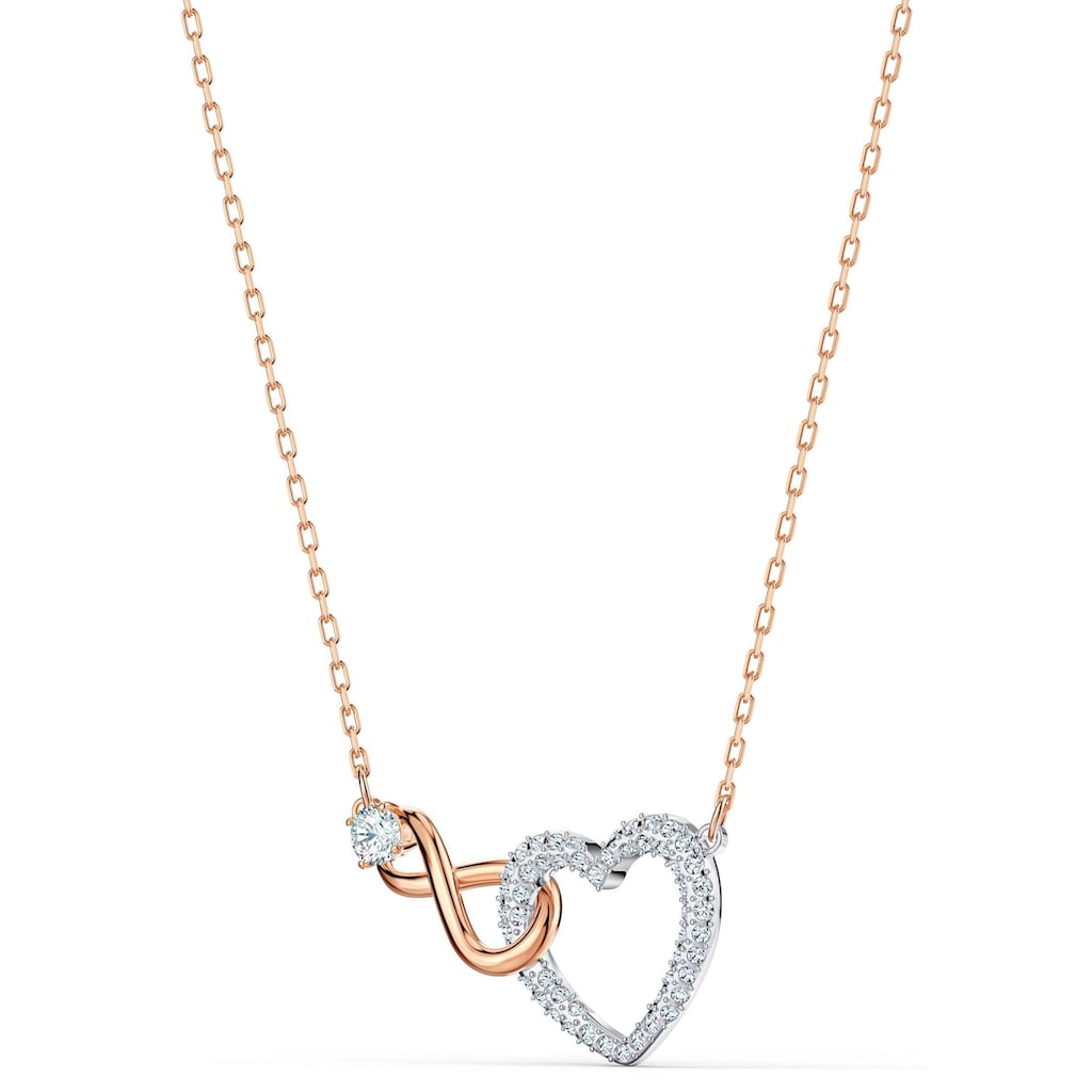 Swarovski Kette mit Anhänger »Unendlichkeitsschleife/Herz, Infinity Heart, weiss, Metallmix, 5518865«