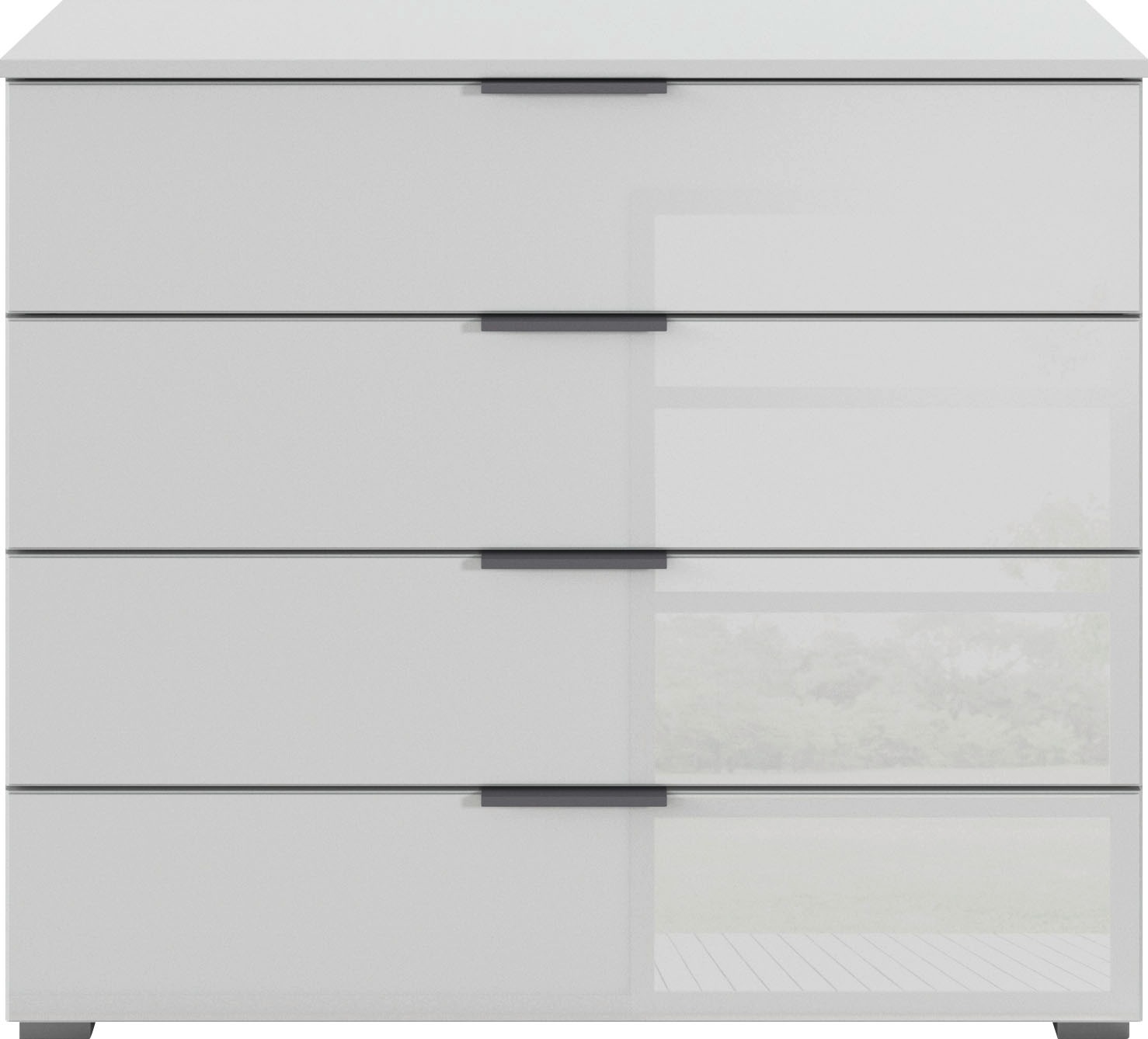 rauch Schubkastenkommode »Sideboard Schubladenkommode Schubladenkommode AGORDO mit Glasfront«, (in zwei Griff-Farben), Breite 93 cm mit 4 großen Schubladen für viel Stauraum MADE IN GERMANY