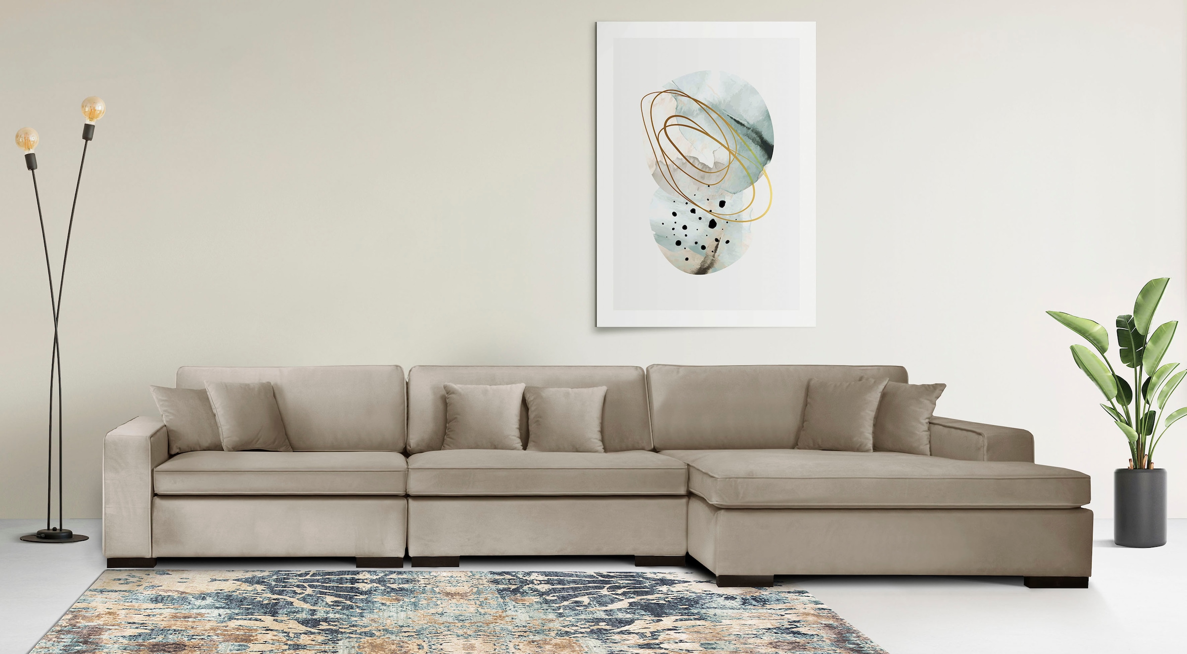 Home affaire Ottomane "Skara L-Form", Lounge-Sofa mit Federkernpolsterung, günstig online kaufen