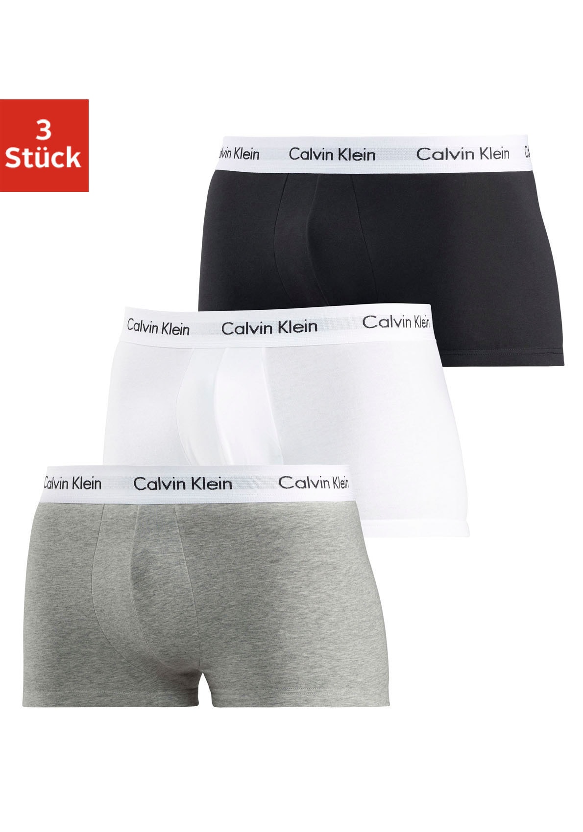 Calvin Klein Underwear Trunk »Low Rise Trunk 3 PACK« 3 Stk. mit weißem Webbund