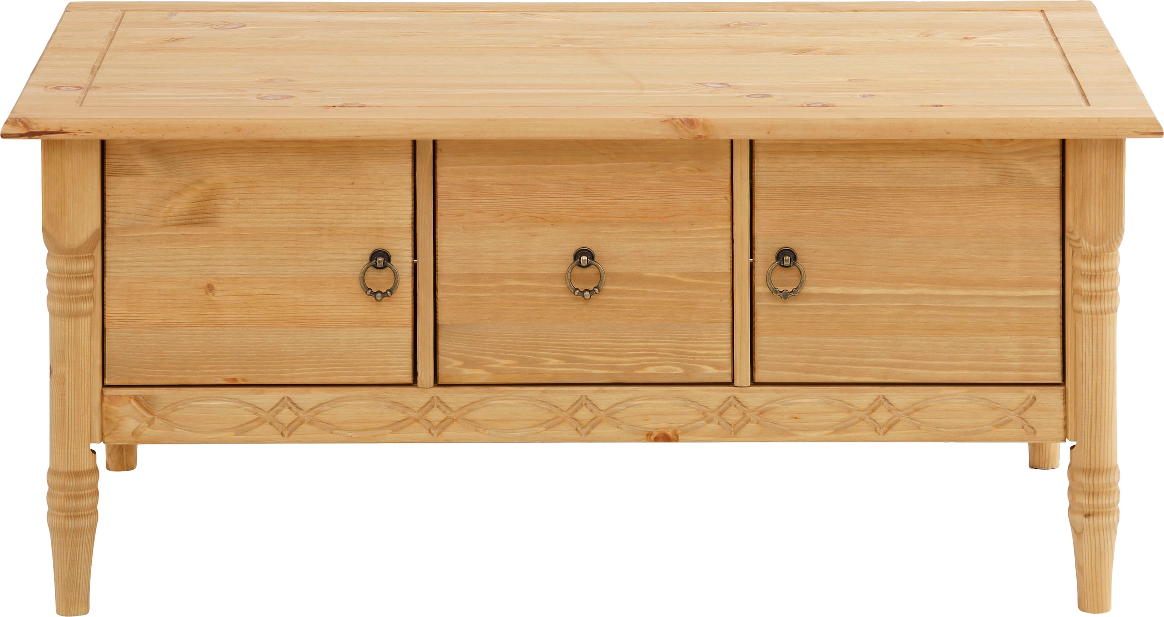 Couchtisch OTTO HOME "Indra", beige (natur), B:100cm H:45cm T:60cm, Tische, Couchtisch, aus massiver Kiefer, FSC, mit Stauraum, dezentes Ornament