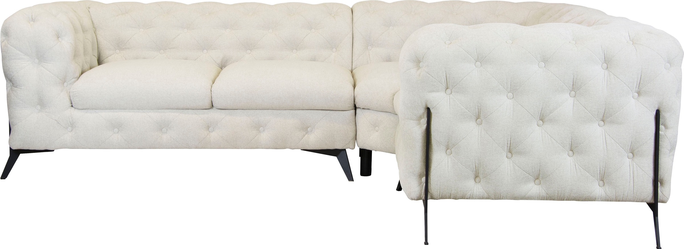 Leonique Chesterfield-Sofa »Amaury L-Form«, Chesterfield-Optik, Breite/Tiefe je 262 cm, Fußfarbe wählbar