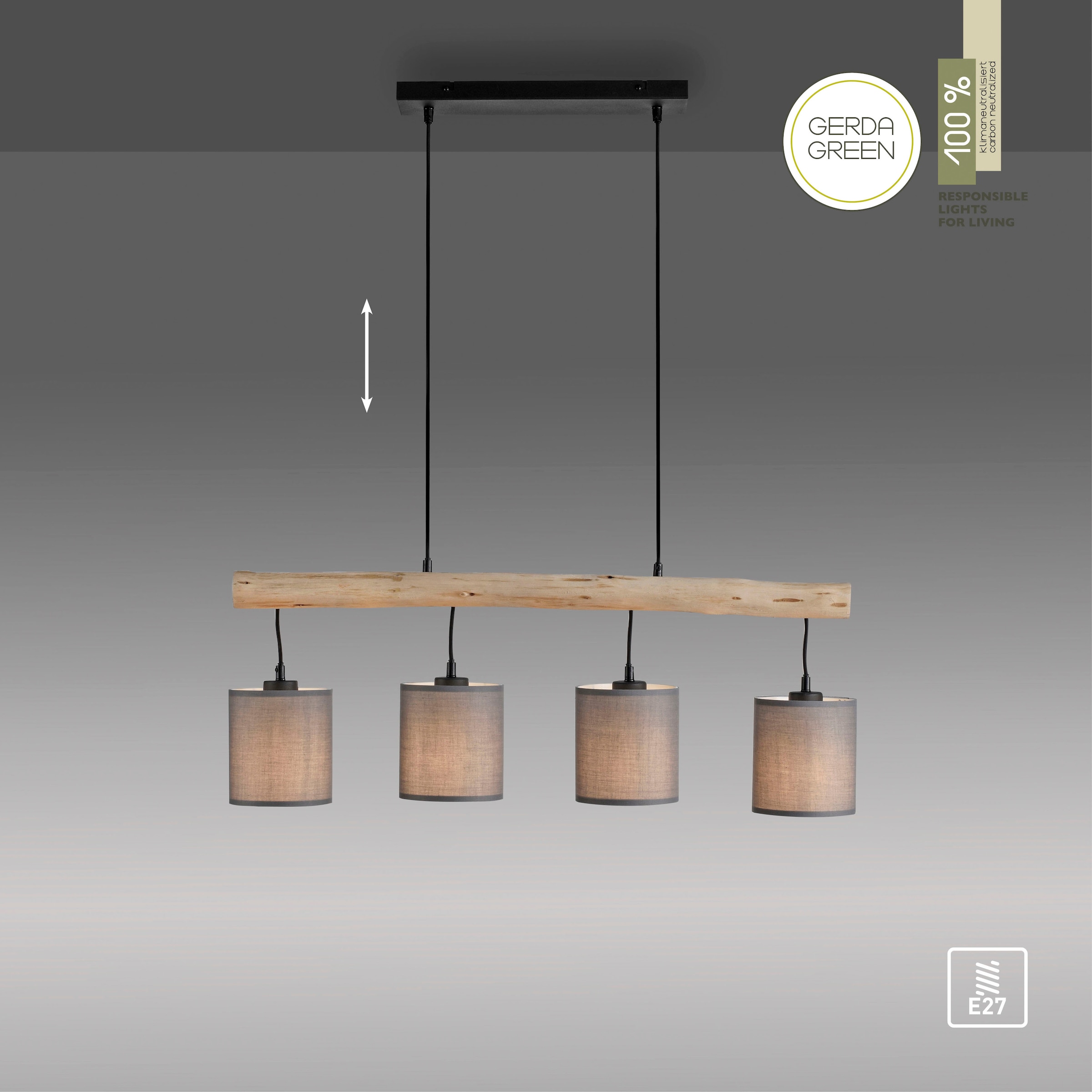 JUST LIGHT Pendelleuchte »GREEN TRIB«, 4 flammig, Leuchtmittel E27 | ohne Leuchtmittel