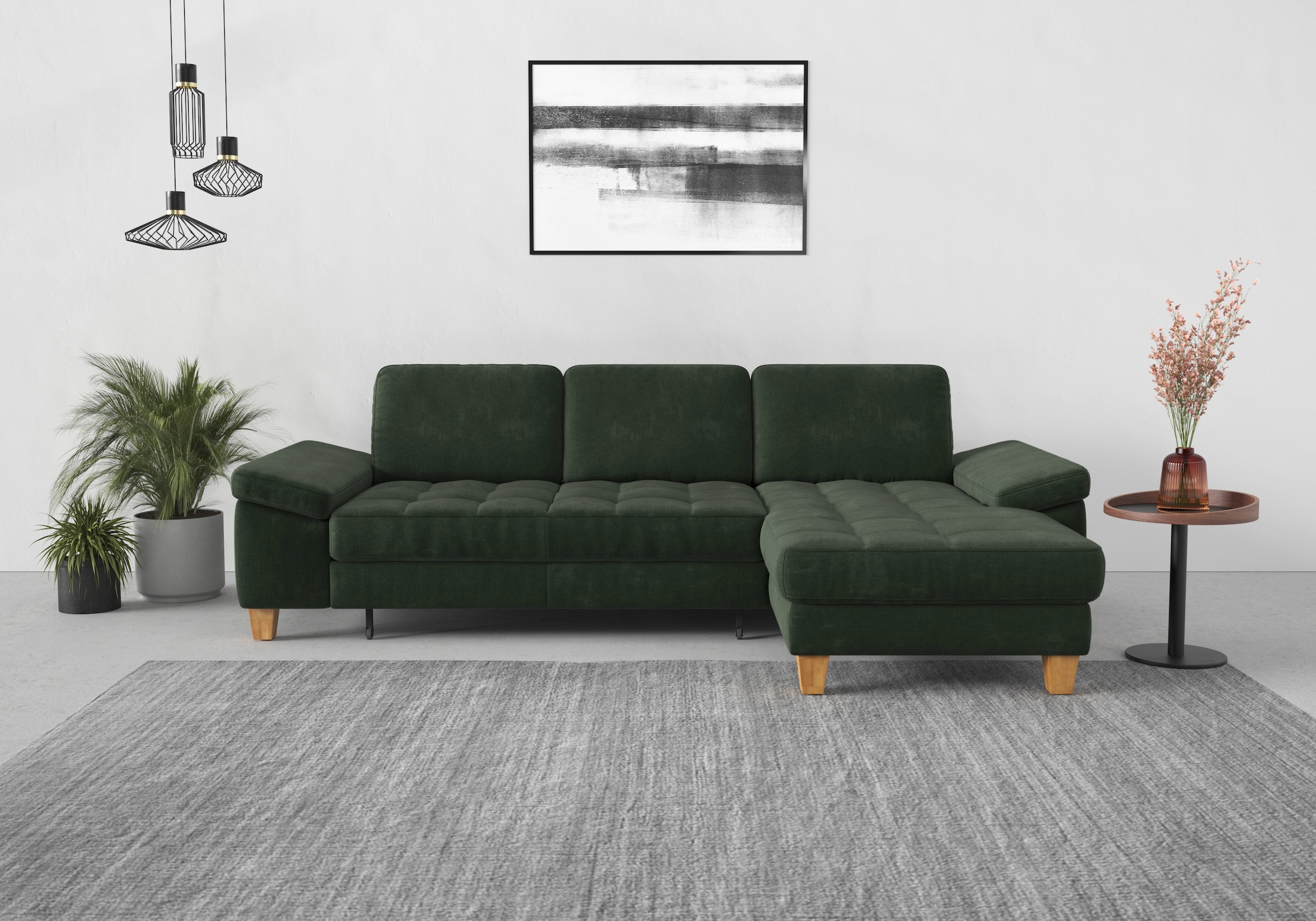 sit&more Ecksofa "Westham L-Form" mit Recamiere, mit oder ohne Schlaffunktion, Bettkasten, Füße Eiche
