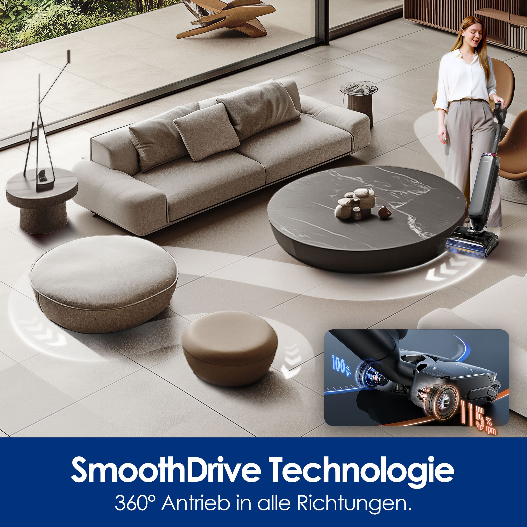 Tineco Nass-Trocken-Sauger »FLOOR ONE S9 Artist Steam Pro, Dampfreiniger mit 160°C Dampfreinigung« 22kPA Saugleistung, Selbstantrieb, 90 Minuten