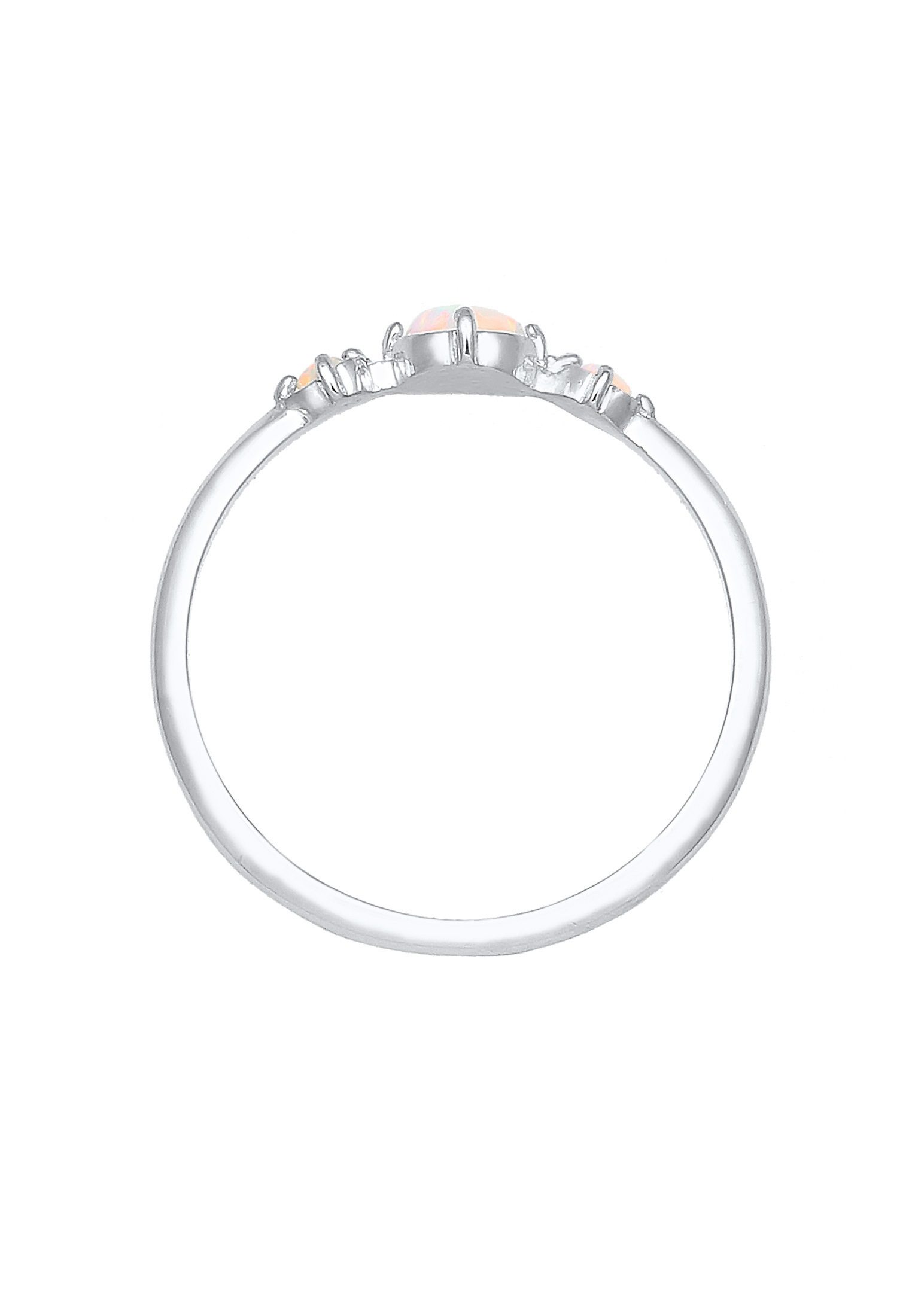 Fingerring ELLI "Opal Rund Trio Vintage 925er Silber" Gr. 52, silber, Fingerringe, Damen, 52mm,mit Steinen, Silber 925 (Sterlingsilber), 1,5mm, Fingerring 2