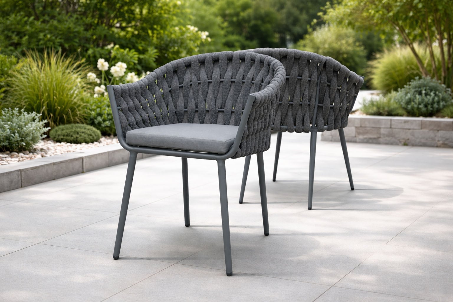 Destiny Garten-Essgruppe »MOLINO CREMONA 4 Se + Tisch 160x90cm, anthrazit« Set,  Aluminium, Rope, Tischplatte: Glas mit Keramiküberzug
