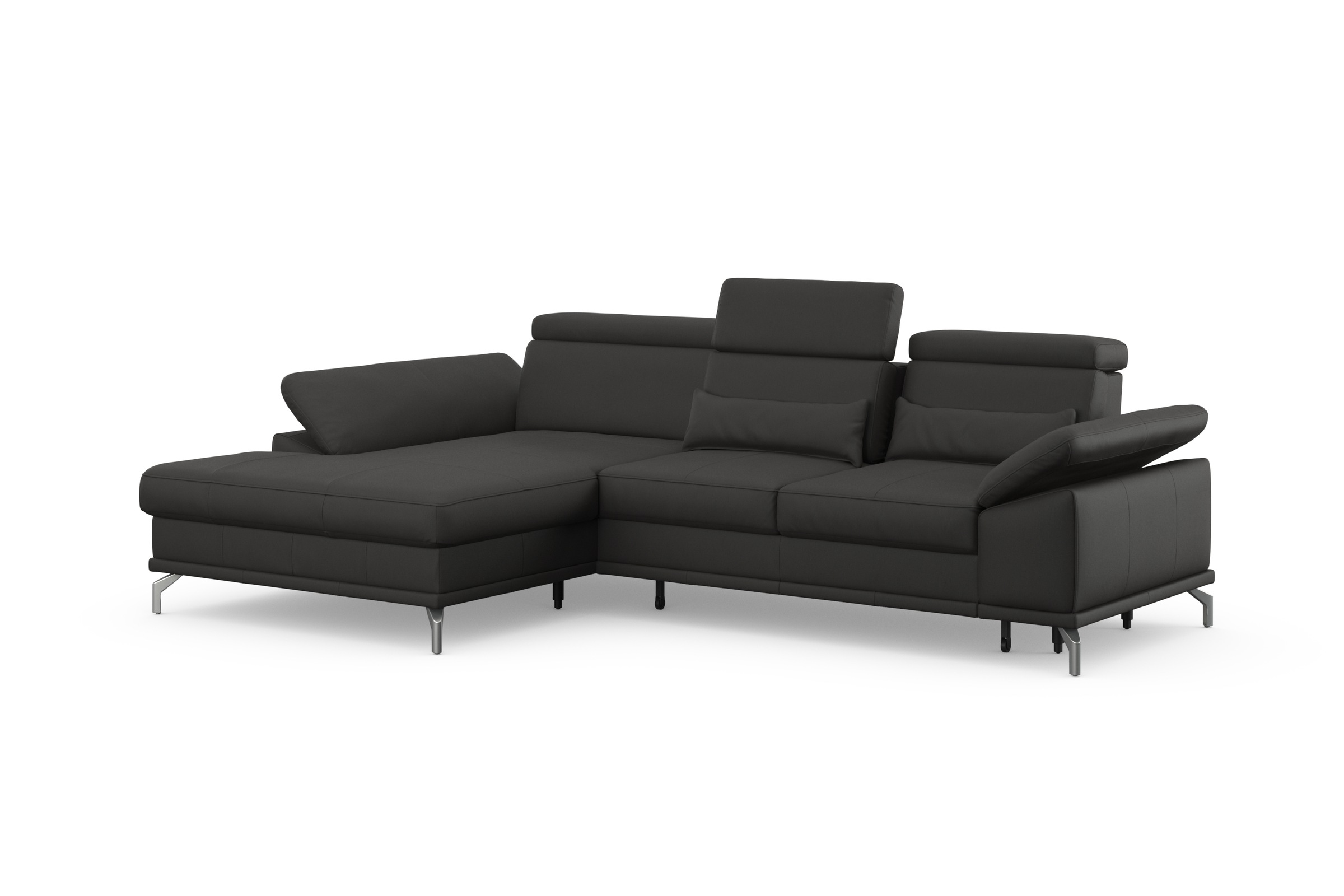 sit&more Ecksofa »Cabrio L-Form, mit Sitztiefenverstellung, Arm- und Kopfteilverstellung«, 2 Nierenkissen, Federkern, optional Bettfunktion und Stauraum