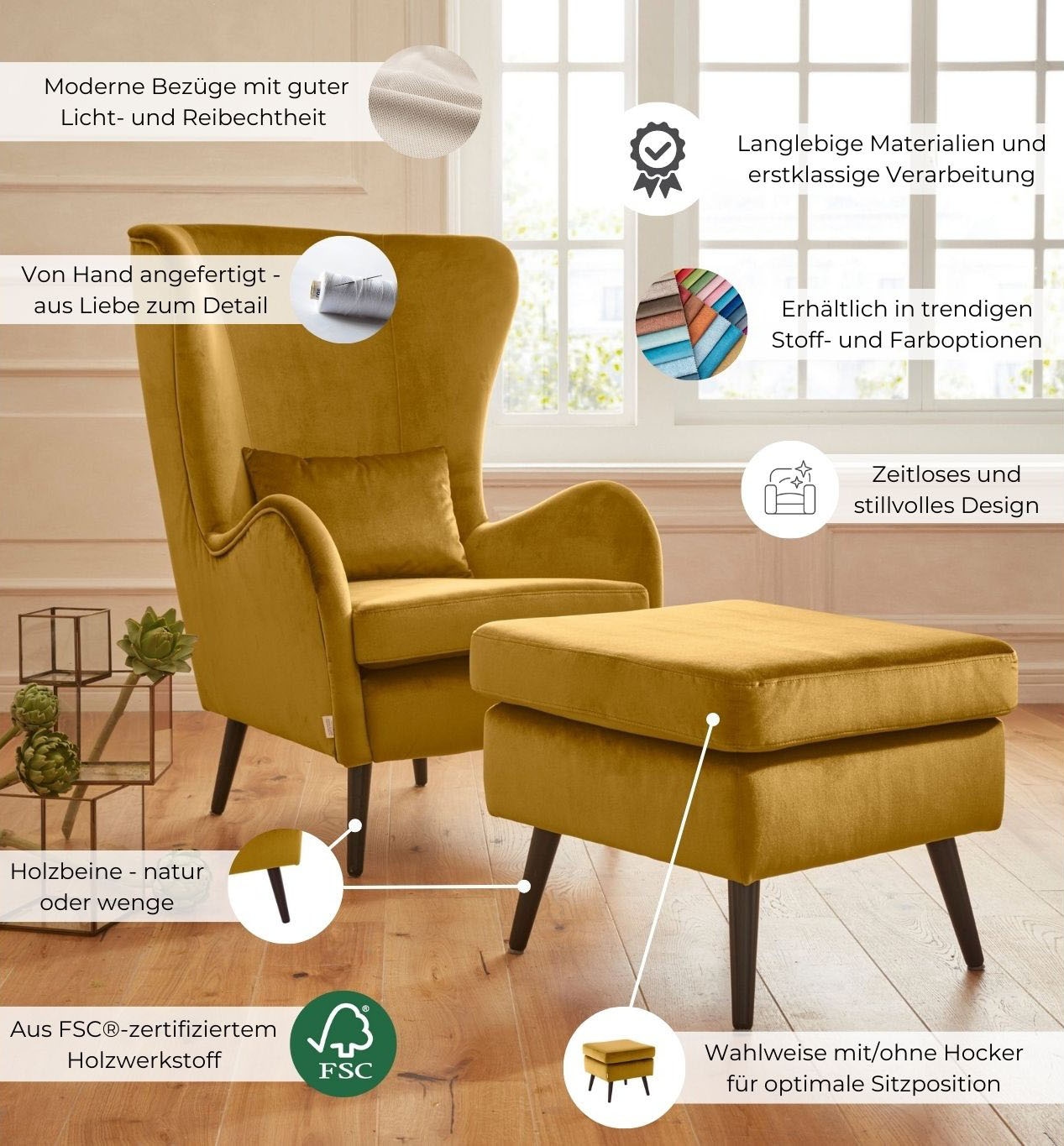 Guido Maria Kretschmer Home&Living Hocker "Salla", Bezug auch in Luxus-Micr günstig online kaufen