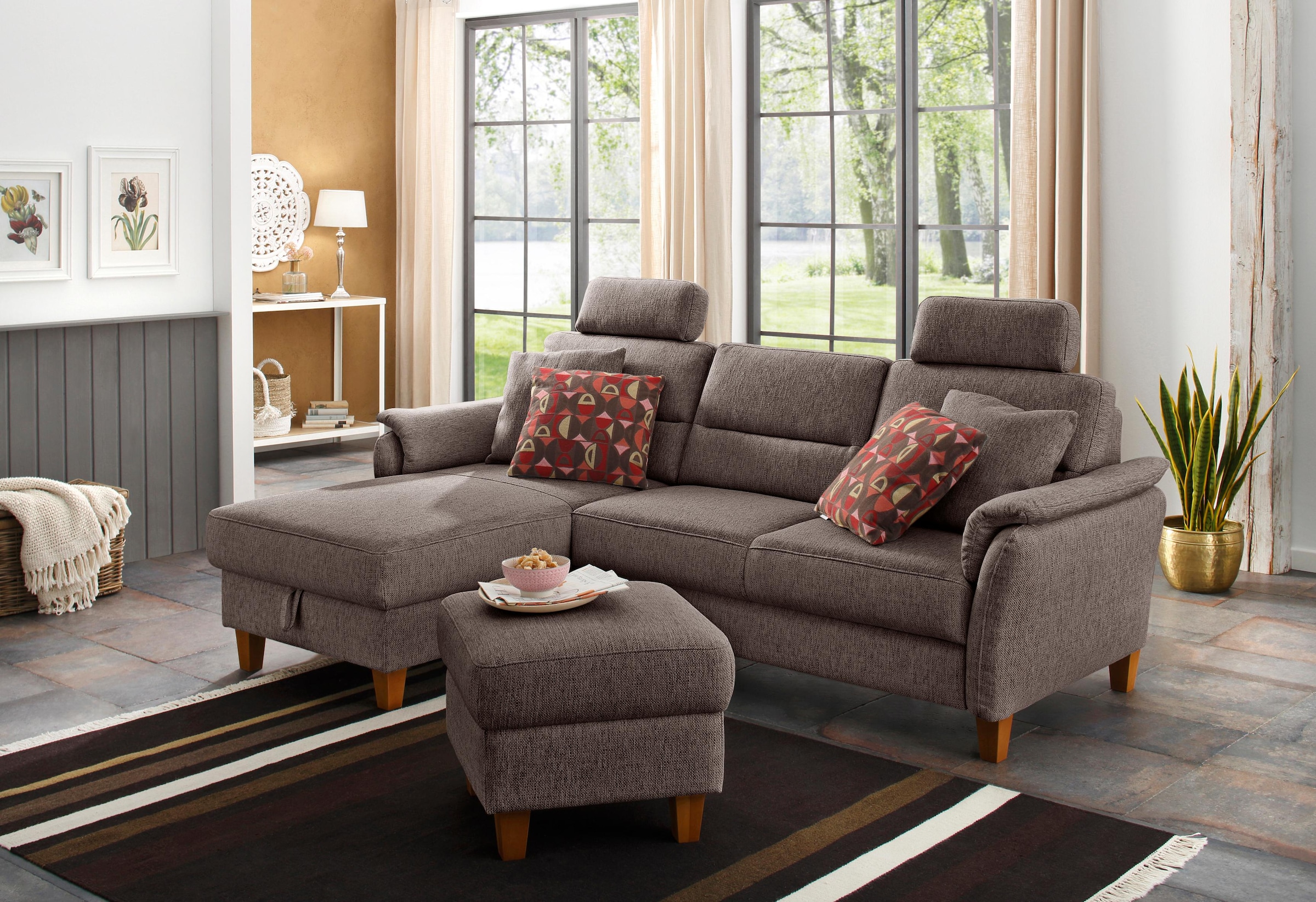 Home affaire Ecksofa "Palmera L-Form, B: 244 cm" optional Bettfunktion & Be günstig online kaufen