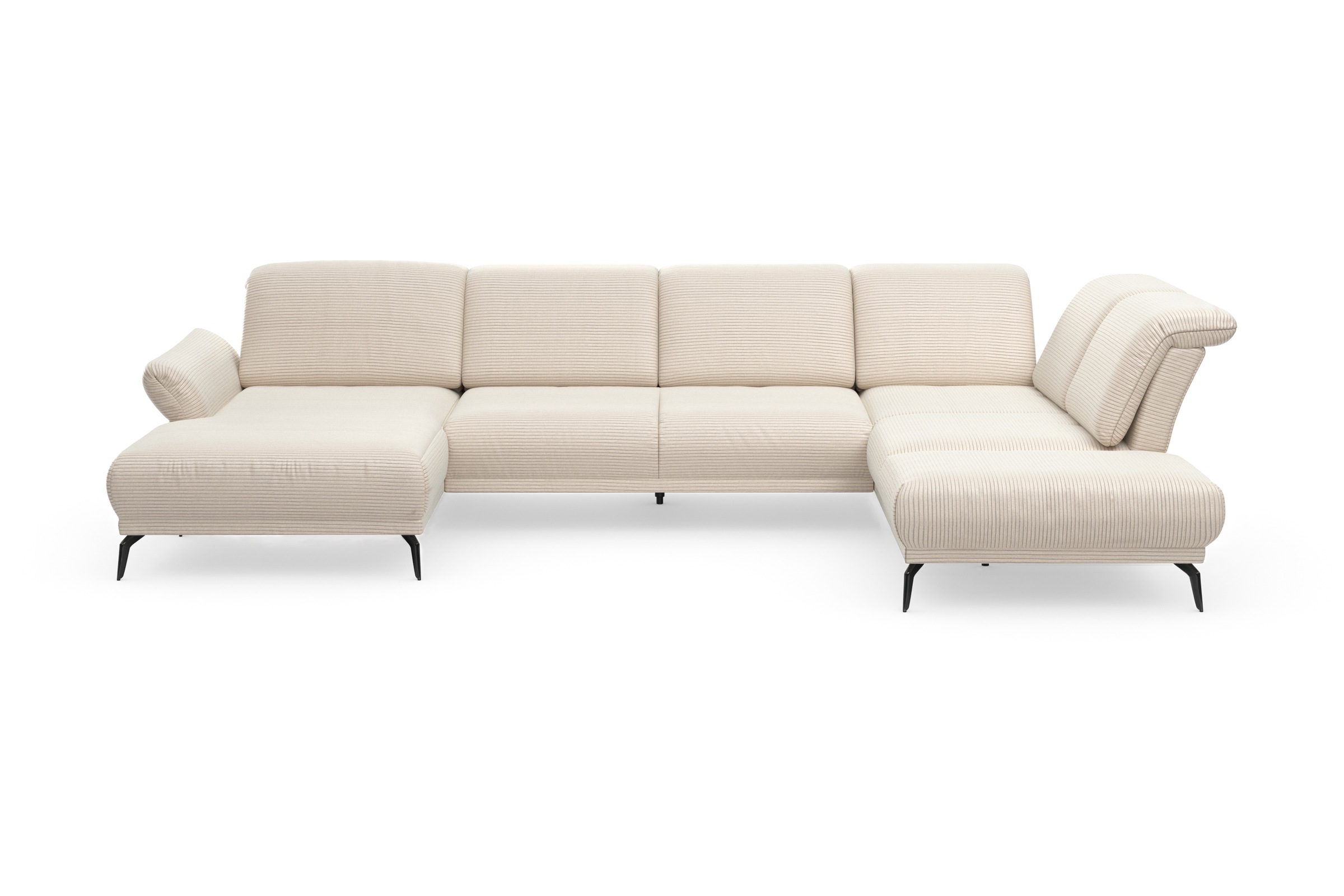 INOSIGN Wohnlandschaft »Coco U-Form«, Sitztiefen-, Arm- und Kopfteilverstellung, Cord-Bezug, Fußhöhe 15 cm