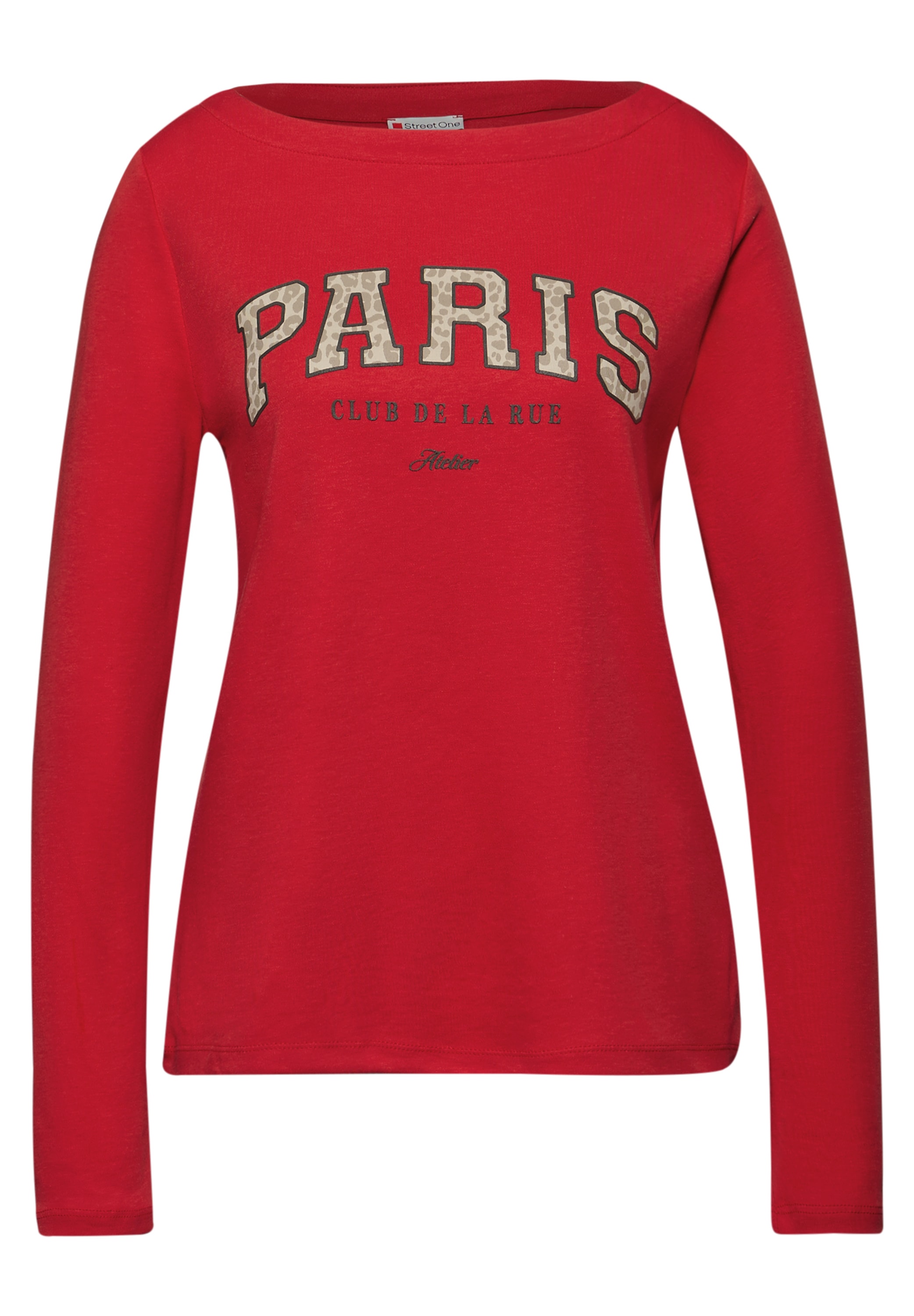 STREET ONE Langarmshirt mit Print, Wording Print im Leo-Look