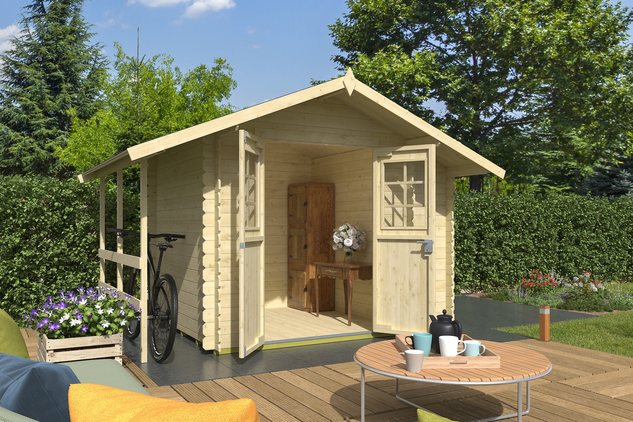 Nordic Holz Gartenhaus »Vilano 1«, mit 3 getrennten Bereiche