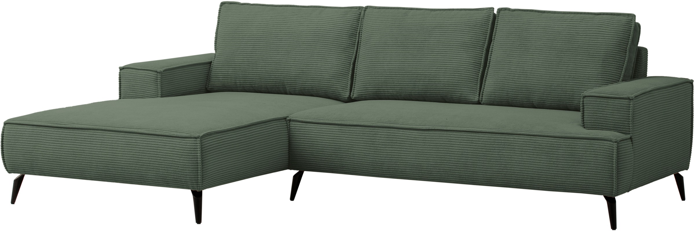 andas Ecksofa »TVINNU, L-Form in Cord, Sofa«, wahlweise Recamiere rechts/links, schwarze Füße, bequemer Sitzkomfort