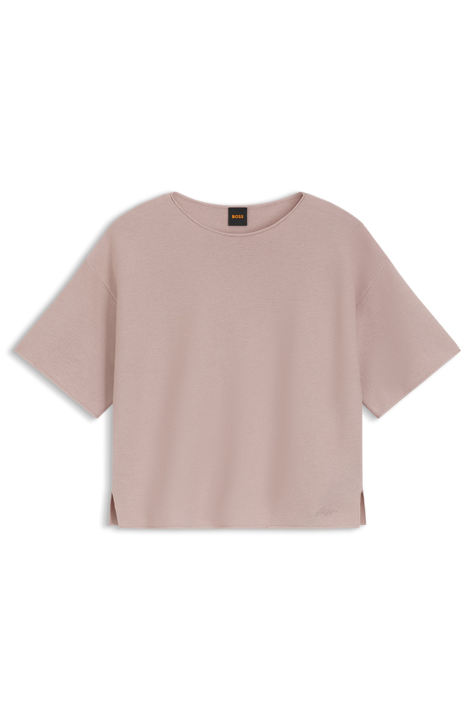 BOSS ORANGE Kurzarmpullover »Fouetta Premium Damenmode« Baumwoll-Woll-Mix, Relaxed Fit