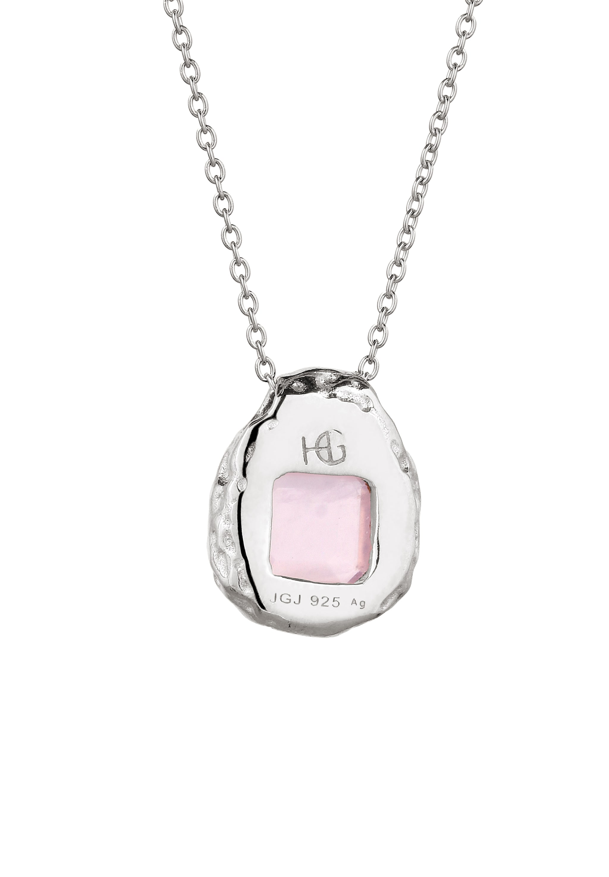 HAZE & GLORY Kette mit Anhänger »Halskette Rechteck Quarz Rosa 925 Sterling Silber«