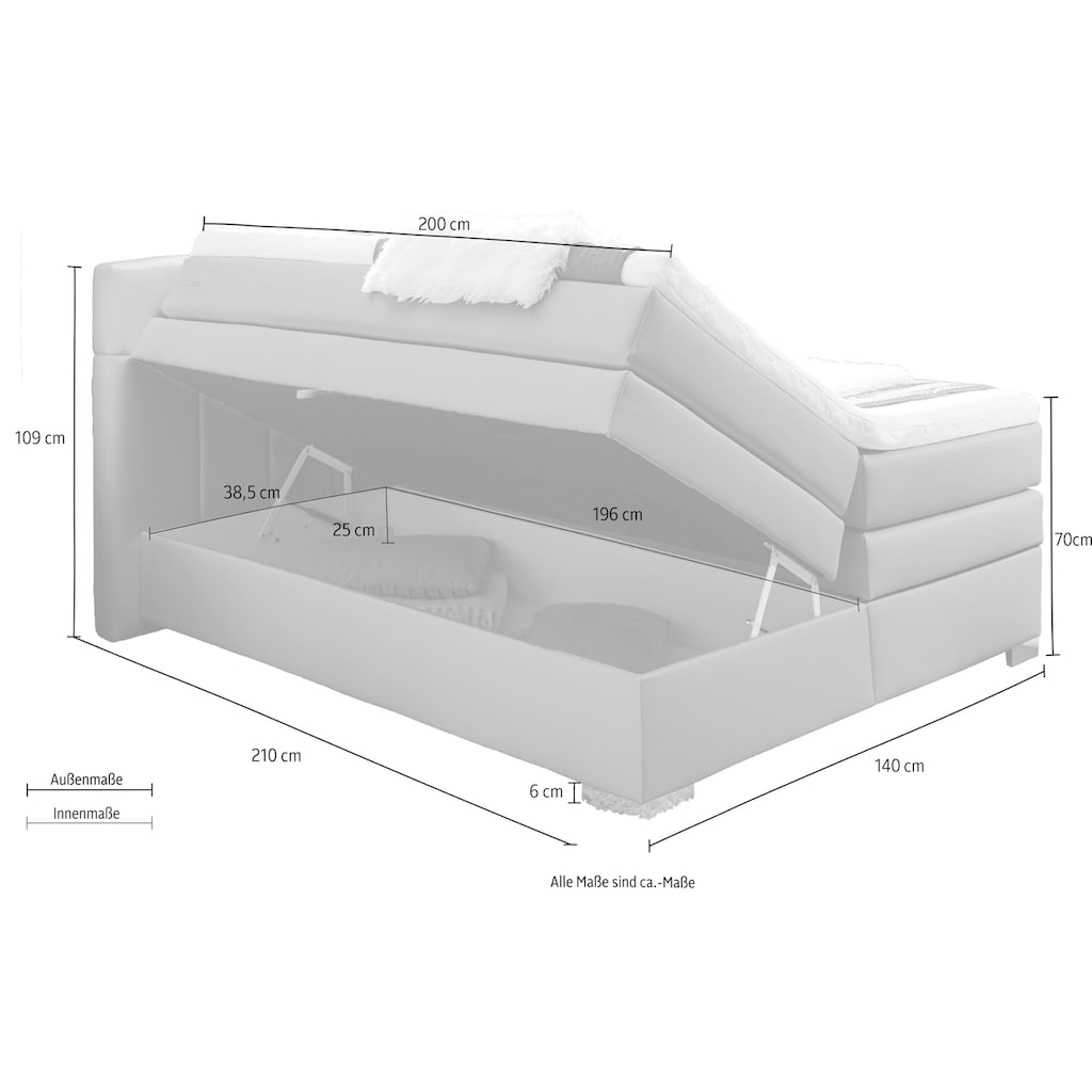 INOSIGN Boxspringbett »Airdrie«, inkl. Bettkasten und Topper