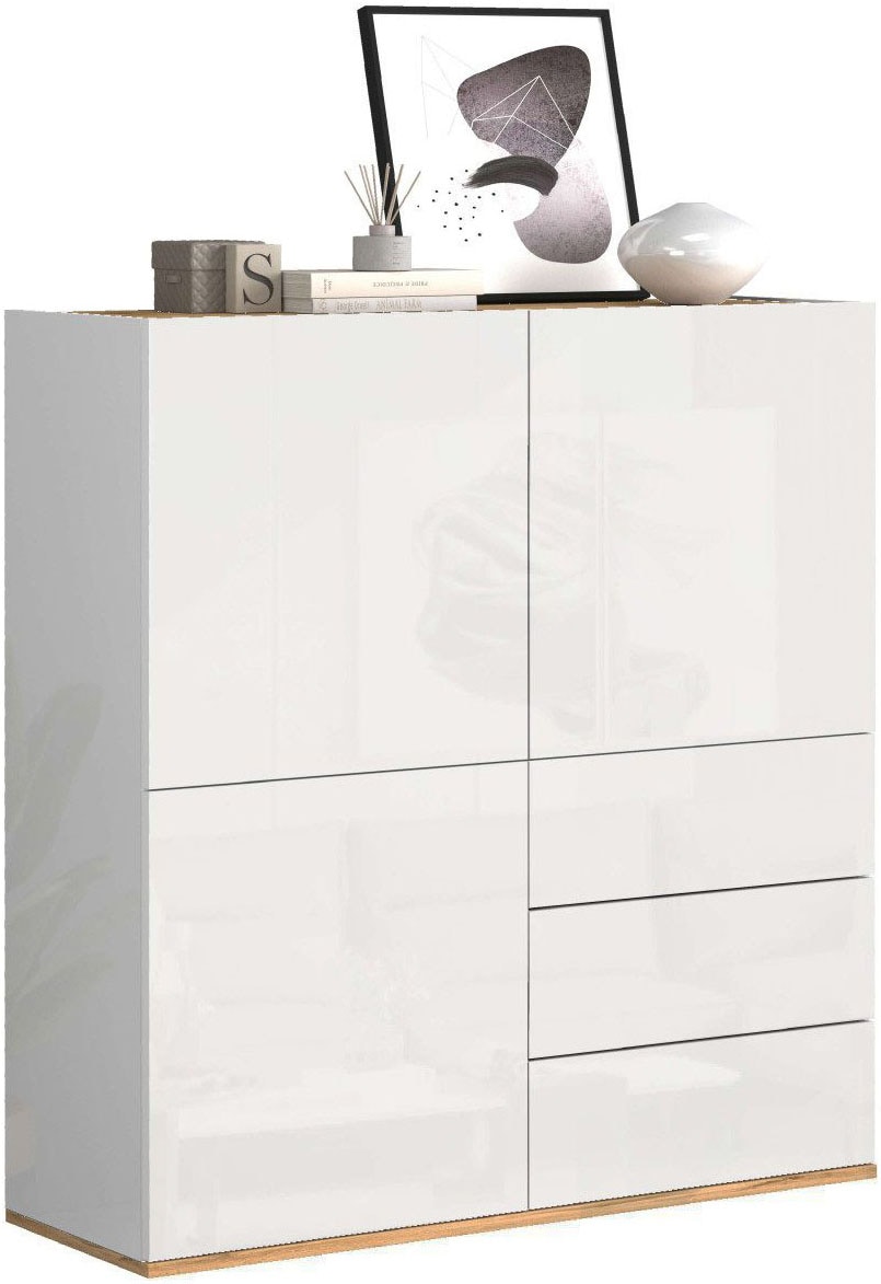 INOSIGN Highboard »GARDA Highboard, Kommode, Schrank, Grifflos mit Push to Open«, (1 St.), 3 Türen, 3 Schubladen, grifflos Breite 102 cm