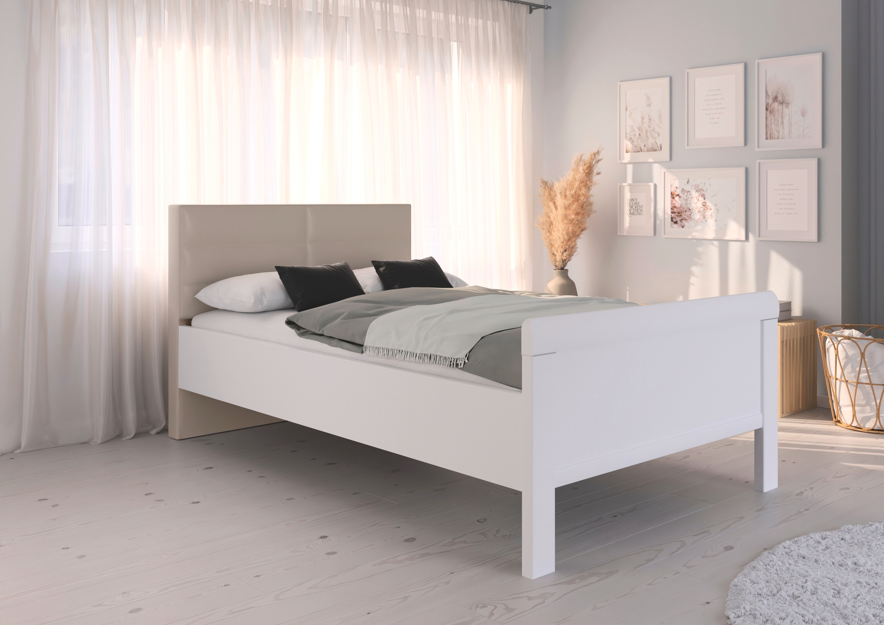 Thumbnail - rauch Bett "Bett Einzelbett Stollenbett EVELYN", in Komforthöhe mit Polsterkopfteil in elegantem Stil MADE IN GERMANY