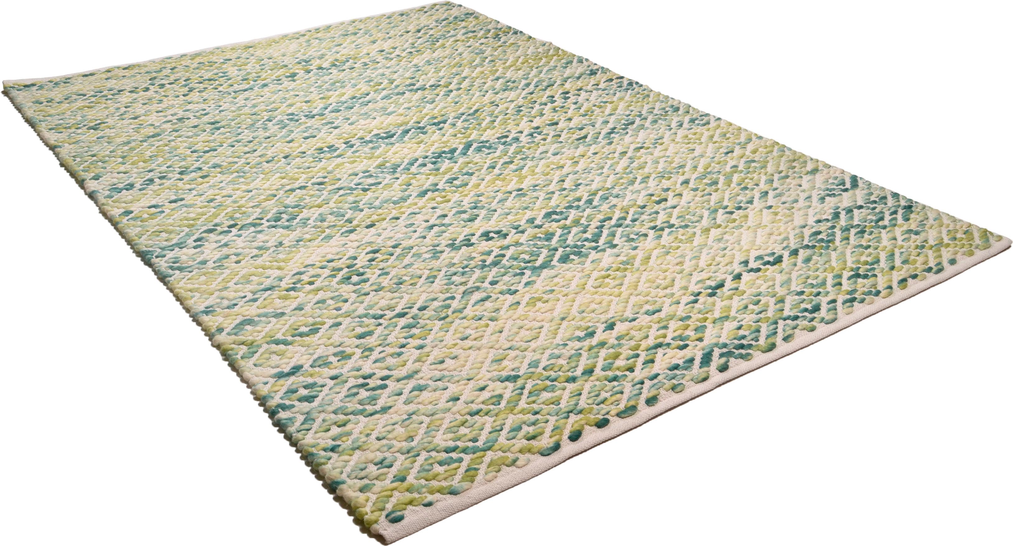 TOM TAILOR HOME Wollteppich "Diamond, handgeknüpft" rechteckig 8 mm Höhe reine Wolle, Flachgewebe, Wohnzimmer