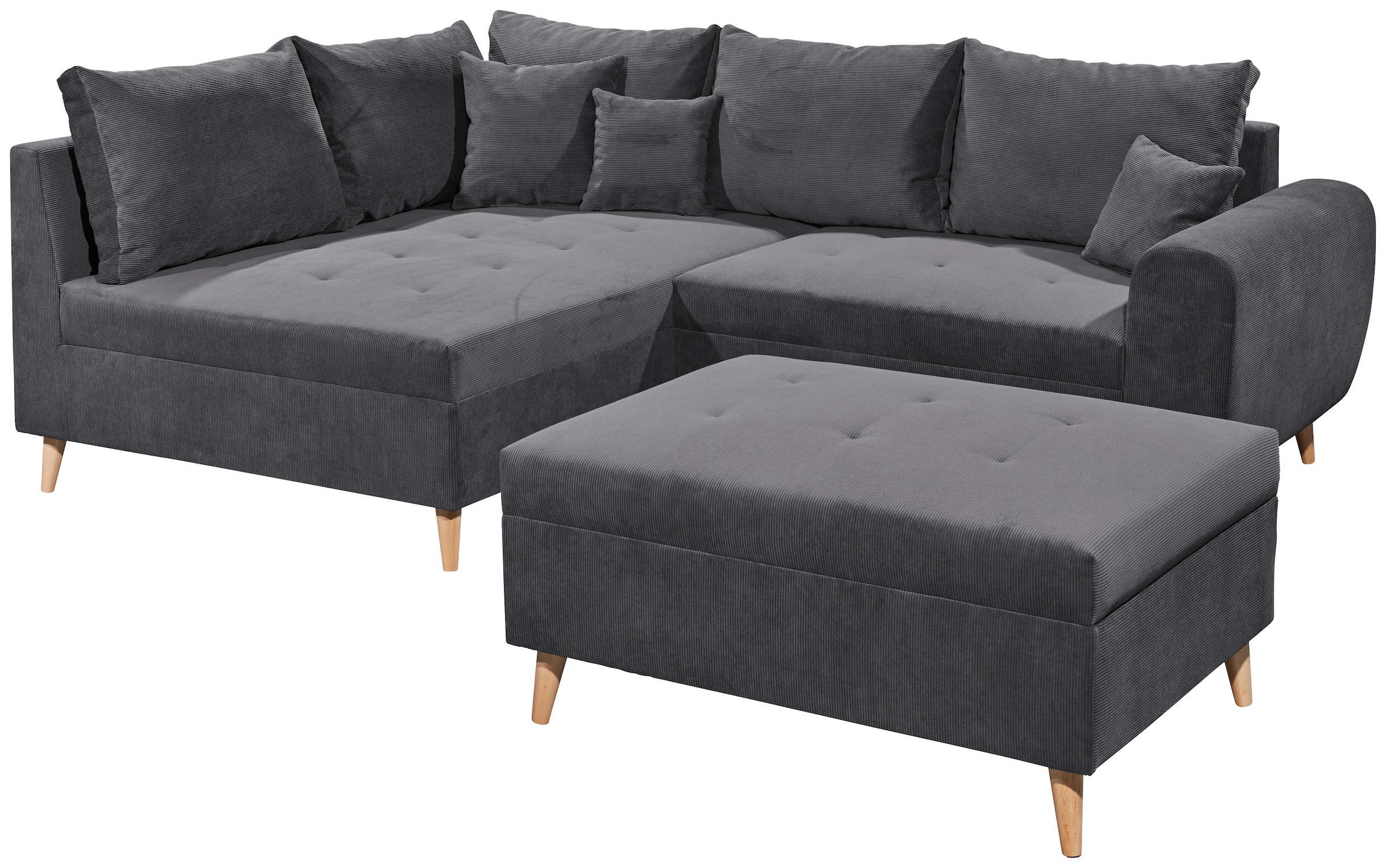 ED EXCITING DESIGN Ecksofa »Calanda L-Form«, mit Hocker, frei im Raum stellbar, Rücken- und Zierkissen