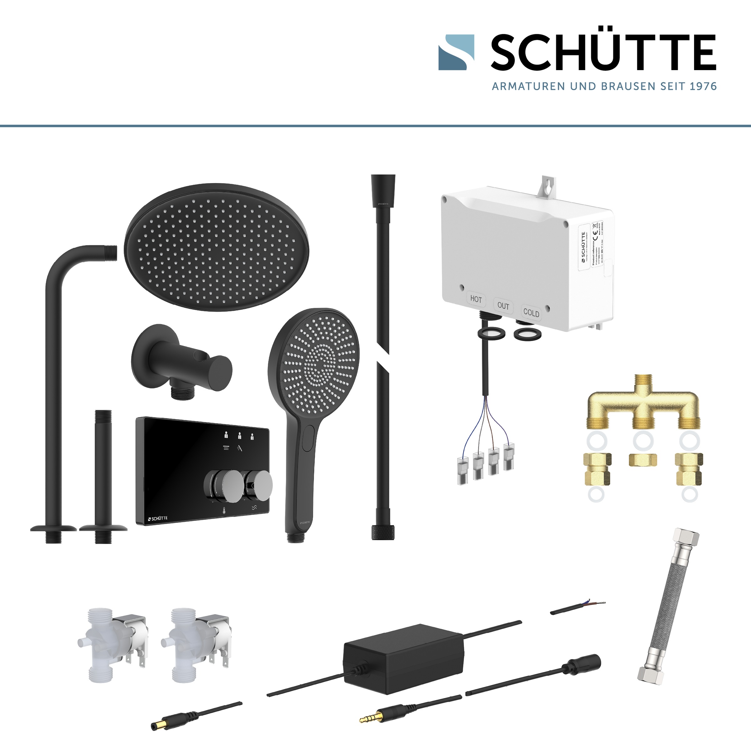 Schütte Brausegarnitur »AQUADOT«, Überkopfbrauseset mit digitalem Duschsystem