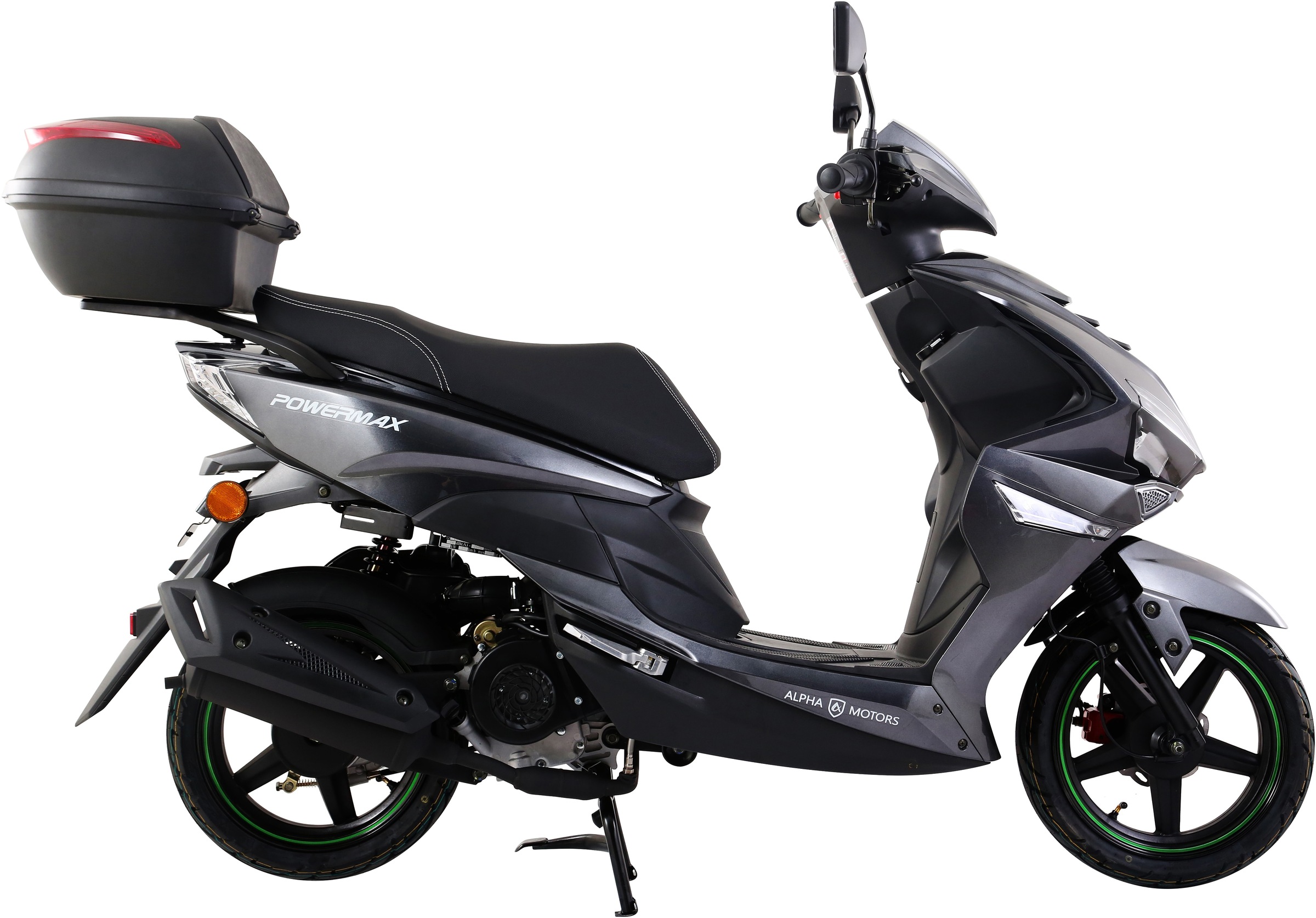 Alpha Motors Mofaroller »Powermax 50 ccm 25 kmh EURO 5 dunkelgrau (mit/ohne Topcase)«, 50 cm³, 25 km/h, Euro 5, 2,6 PS