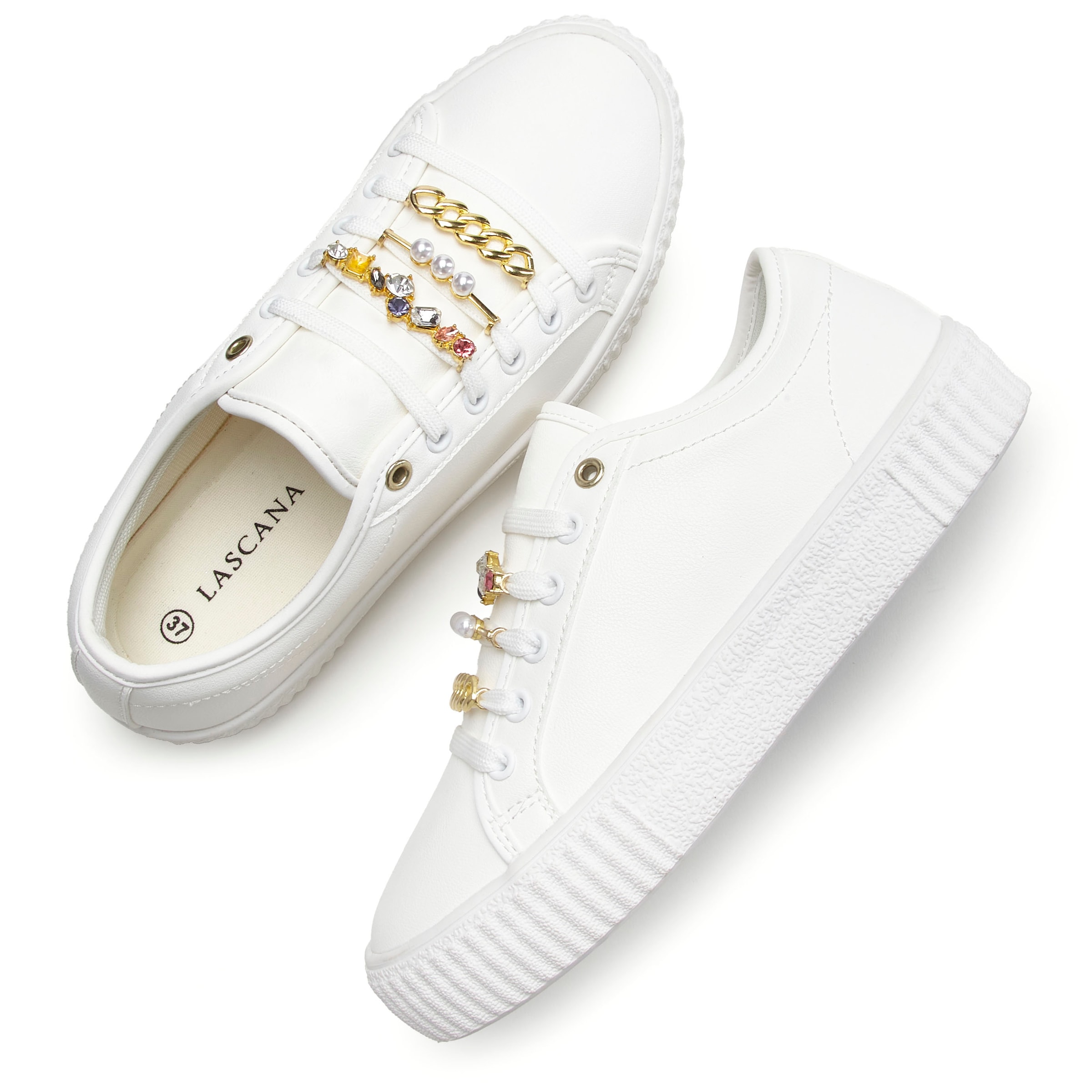 LASCANA Sneaker, aus Textil, Plateausohle, Schnürhalbschuhe, Freizeitschuhe VEGAN