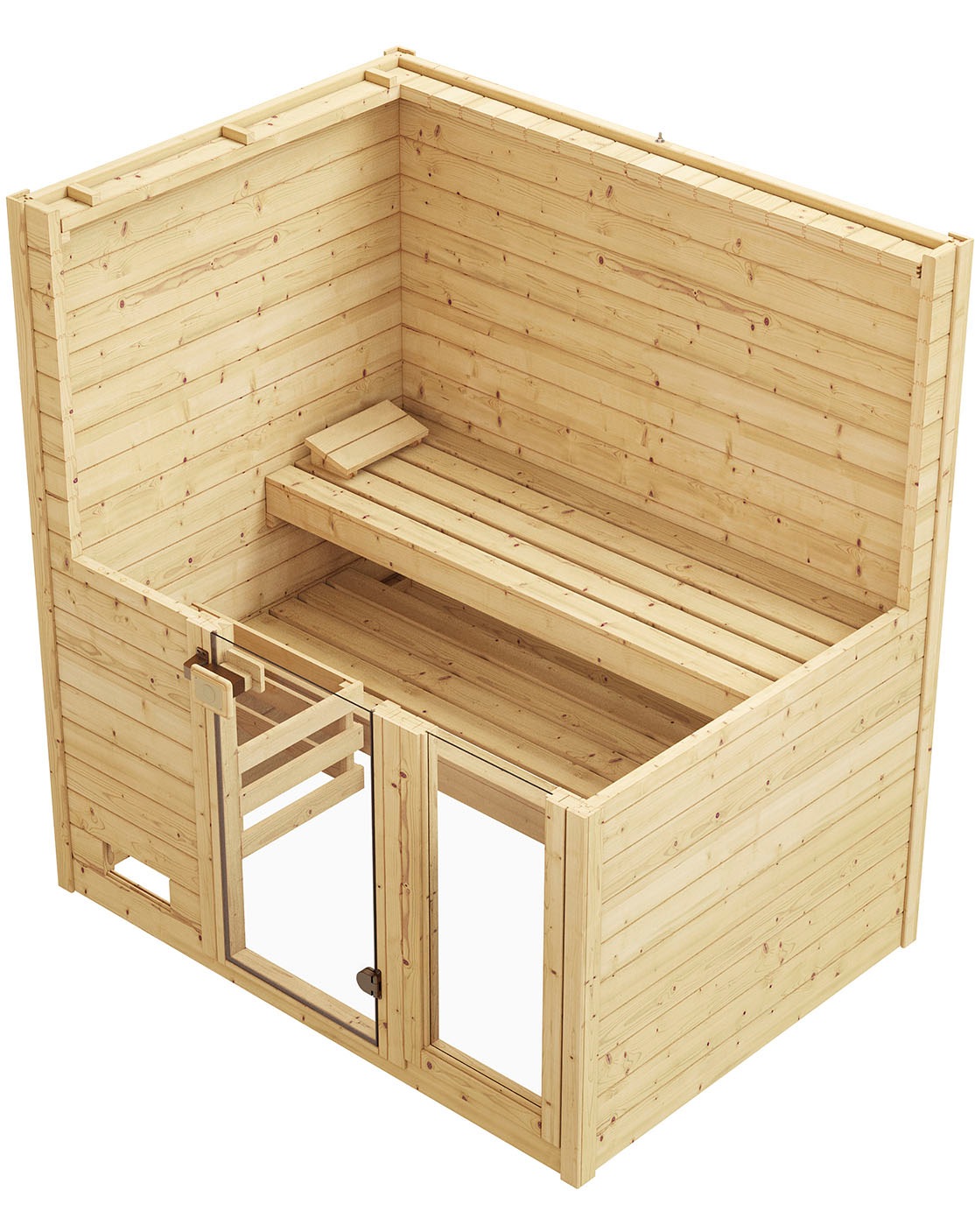 weka Sauna »Massivholzsauna VALIDA 2«, Blockbohlen, moderne Ganzglastür, Fensterelement
