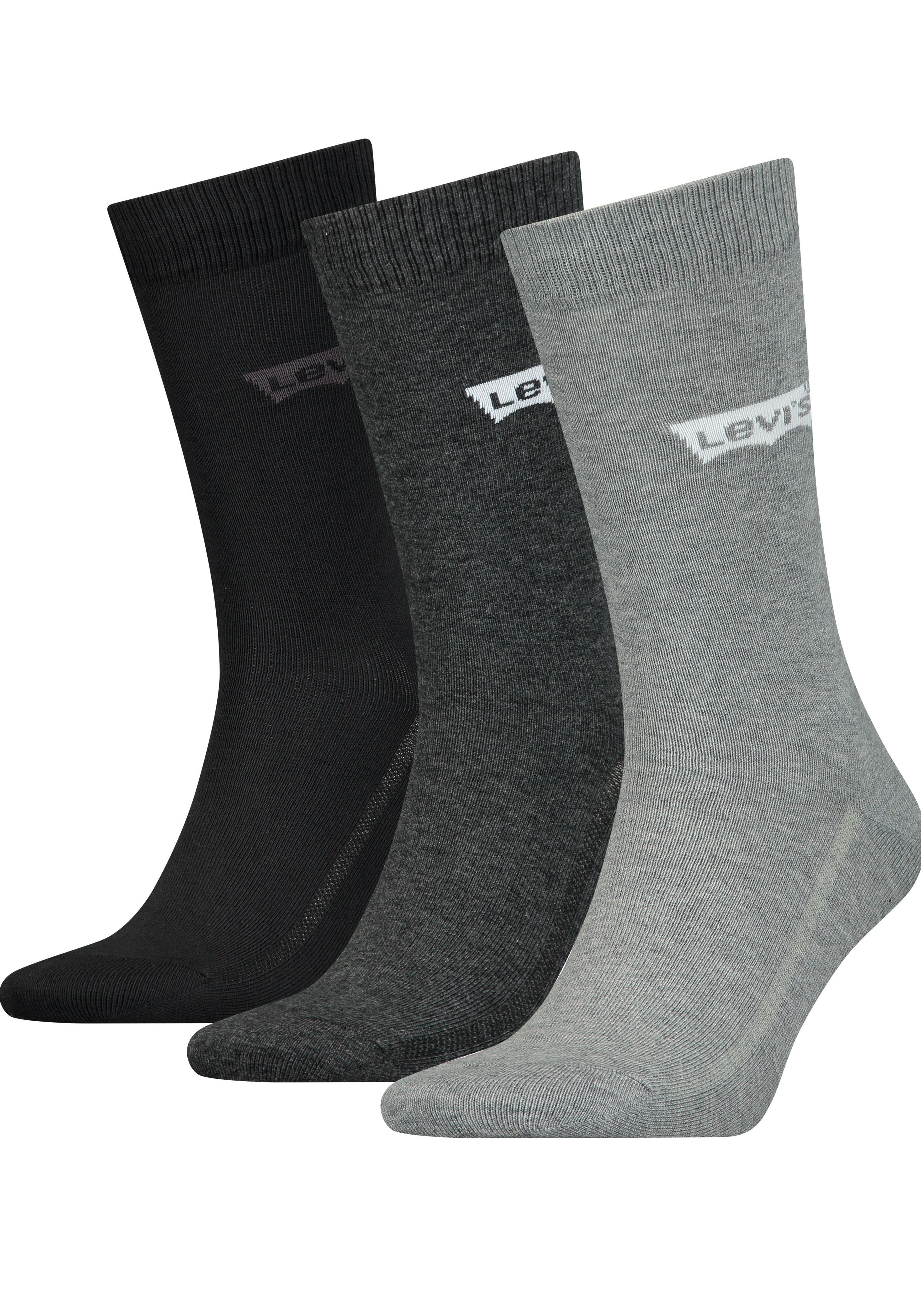 Levis Socken "LEVIS REGULAR CUT BW LOGO RECYCL CO 3P" Packung, 3 Stk. tlg. mit breitem Logobund