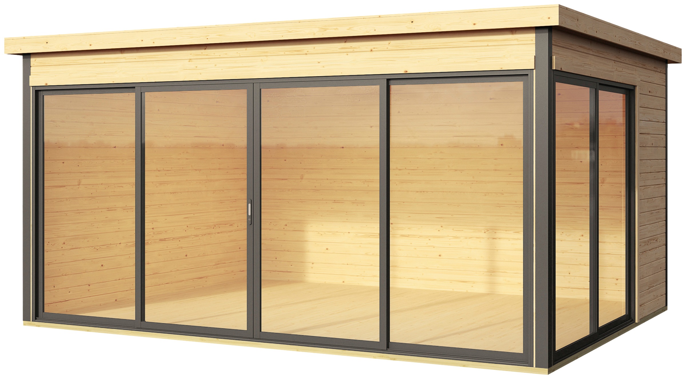 LASITA MAJA Gartenhaus "DOMEO 4 NATUR/ANTHRAZIT" Fundamentmass 4180 x 3219, günstig online kaufen