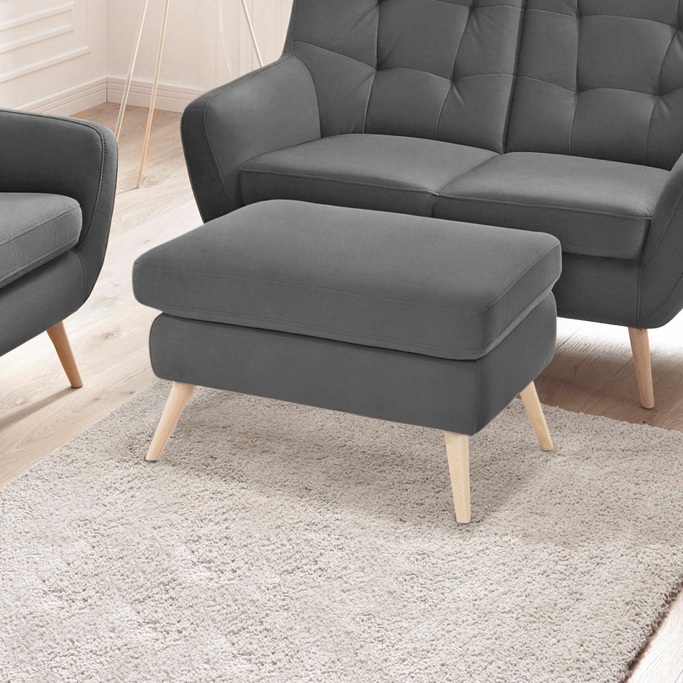 Hocker, B:72cm H:47cm T:62cm, grau, EXXPO - SOFA FASHION, Korpus: 100% PES;Luxus-Microfaser (100% Polyester), Wohnzimmer, Hocker, "Scandi bequem und