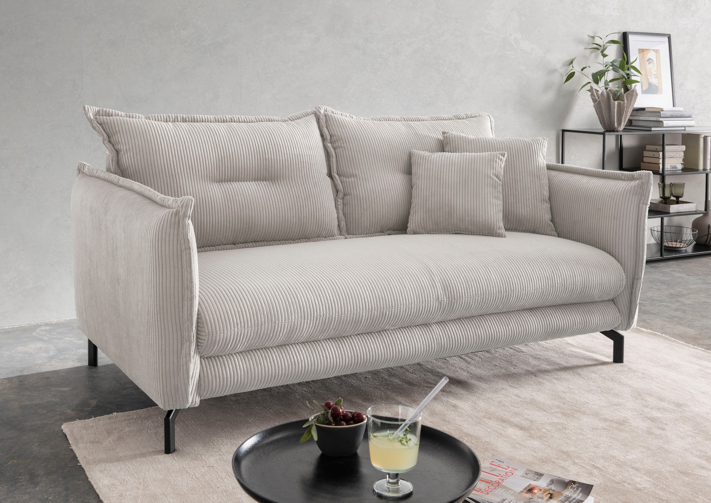 Home affaire 3-Sitzer "Lava modern & bequem, verstellbare Armlehnen, tolle Detailverarbeitung" zwei verschiedene Fußfarben wählbar