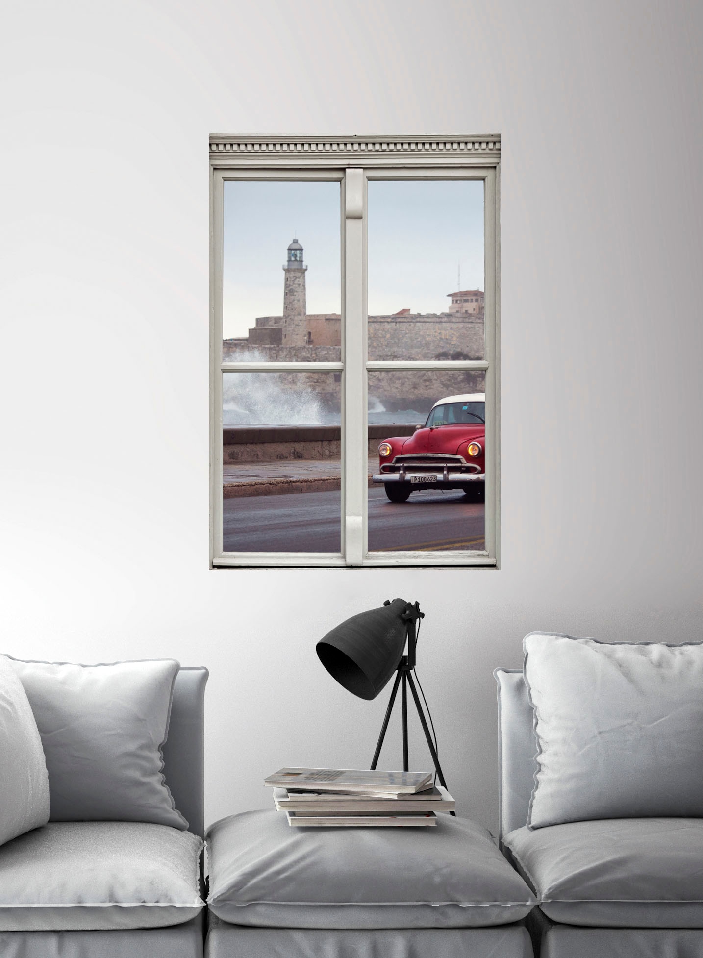 queence Wandsticker »Auto«, Wandsticker, Wandbild, selbstklebend, 3D, Fenster