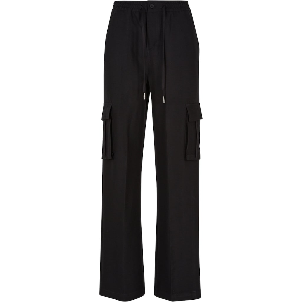 URBAN CLASSICS Stoffhose »Urban Classics Damen Ladies Vicose Straight Leg Cargo Pants«, (1 tlg.)