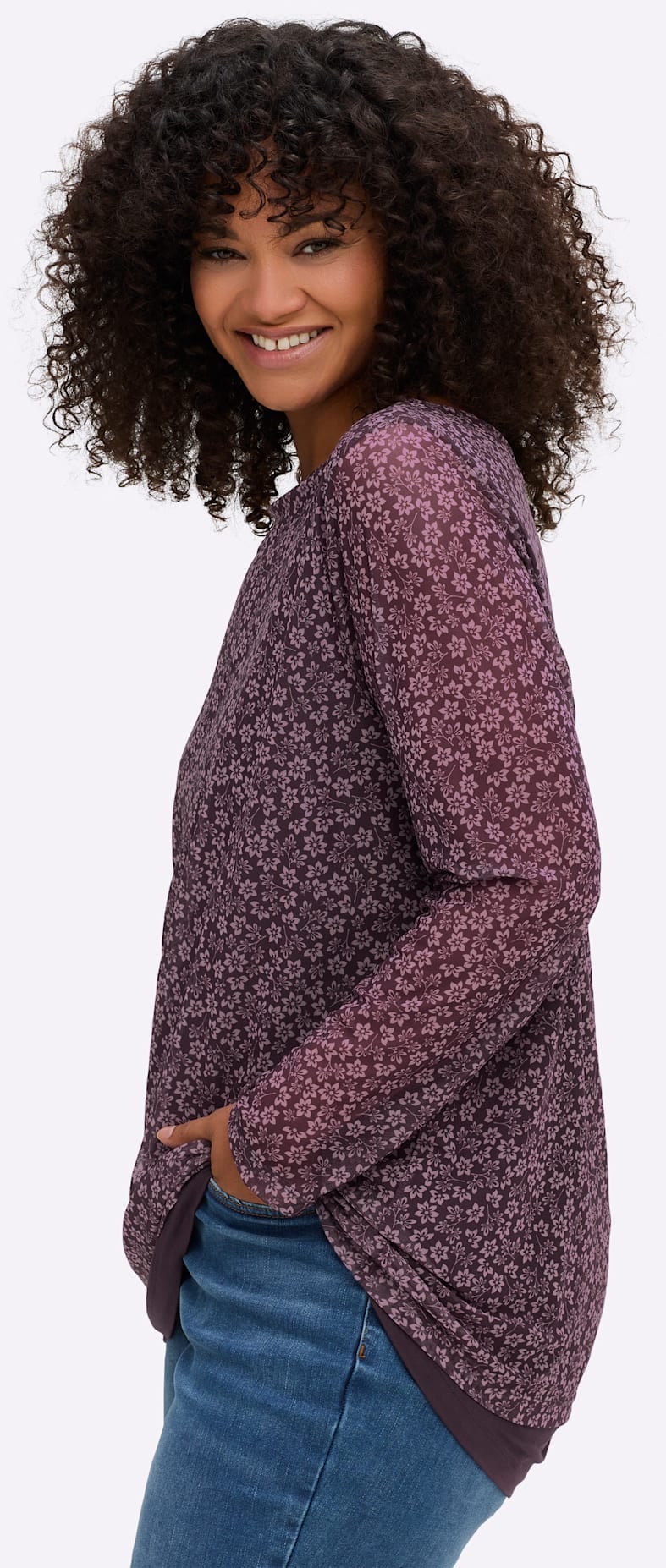 Sheego Langarmshirt »Mesh-Shirt« 1 Stk. tlg.