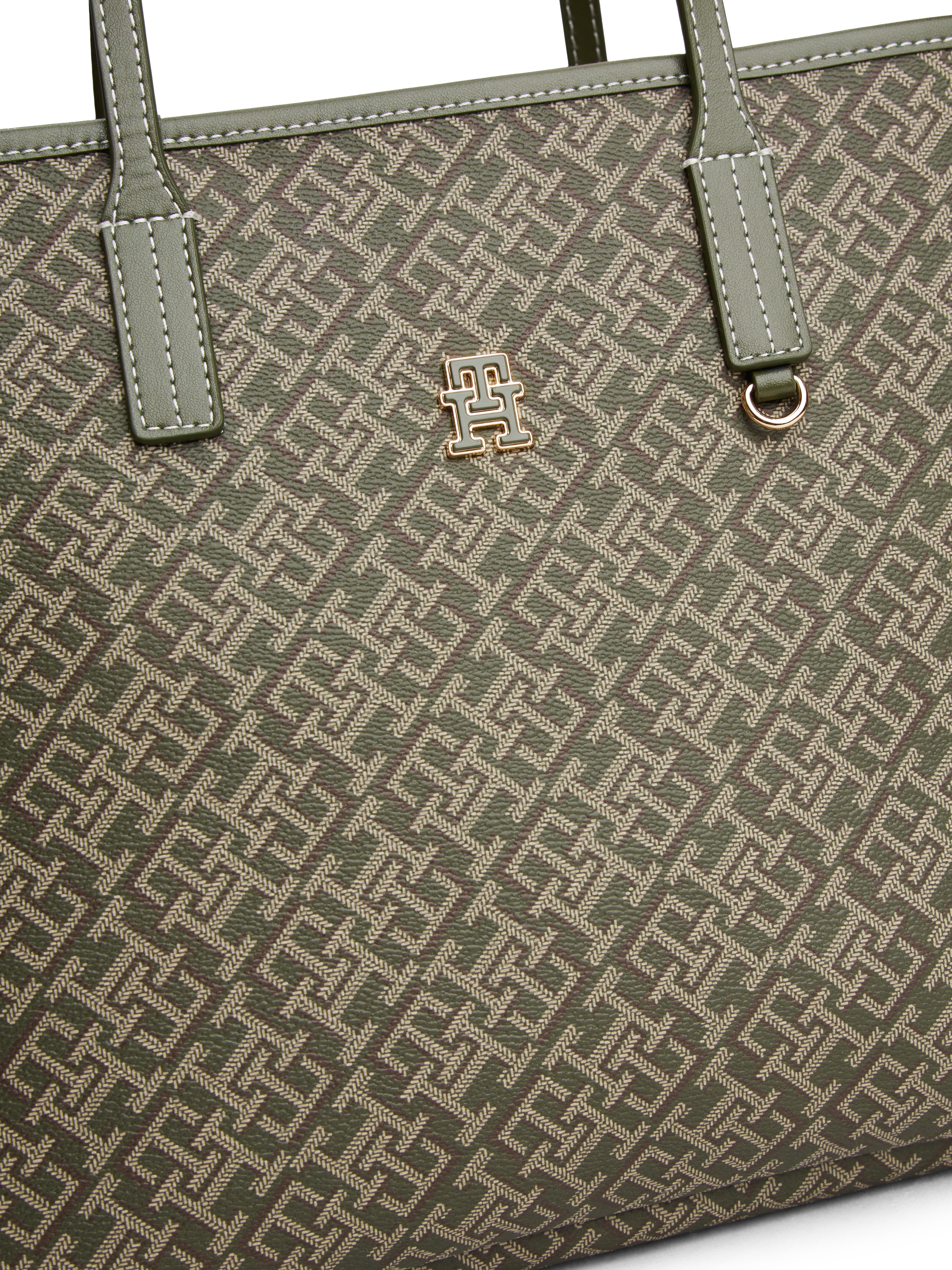 Tommy Hilfiger Tragetasche »TH MONOPLAY LEATHER TOTE« , Damen Schultertasche mit bedrucktem TH-Monogramm