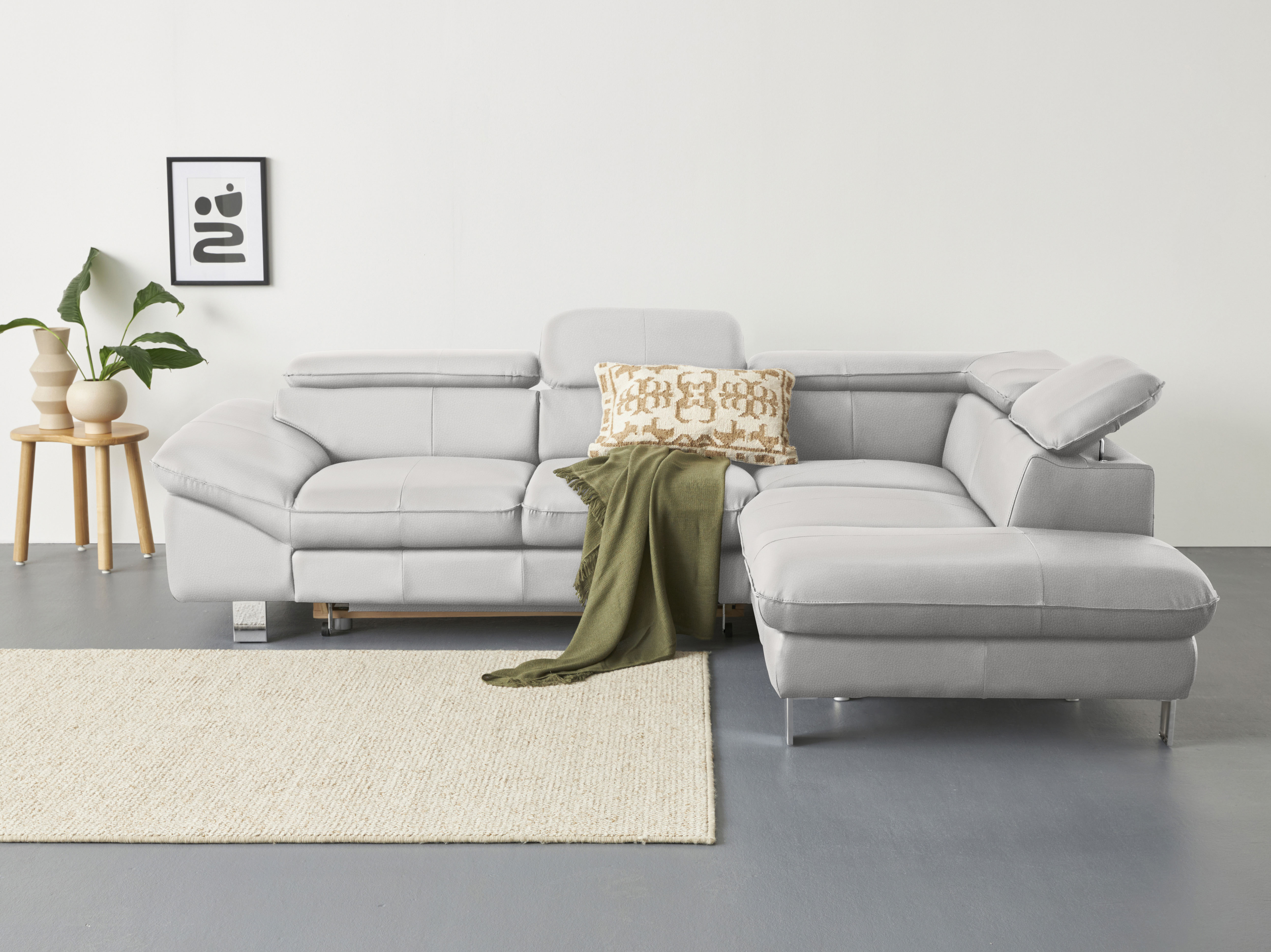 COTTA Ecksofa "Driver L-Form, B: 265cm, moderne Couch, Wellenunterfederung, inkl. 3 x" Kopfteilverstellung, optional Schlaffunktion & Bettkasten