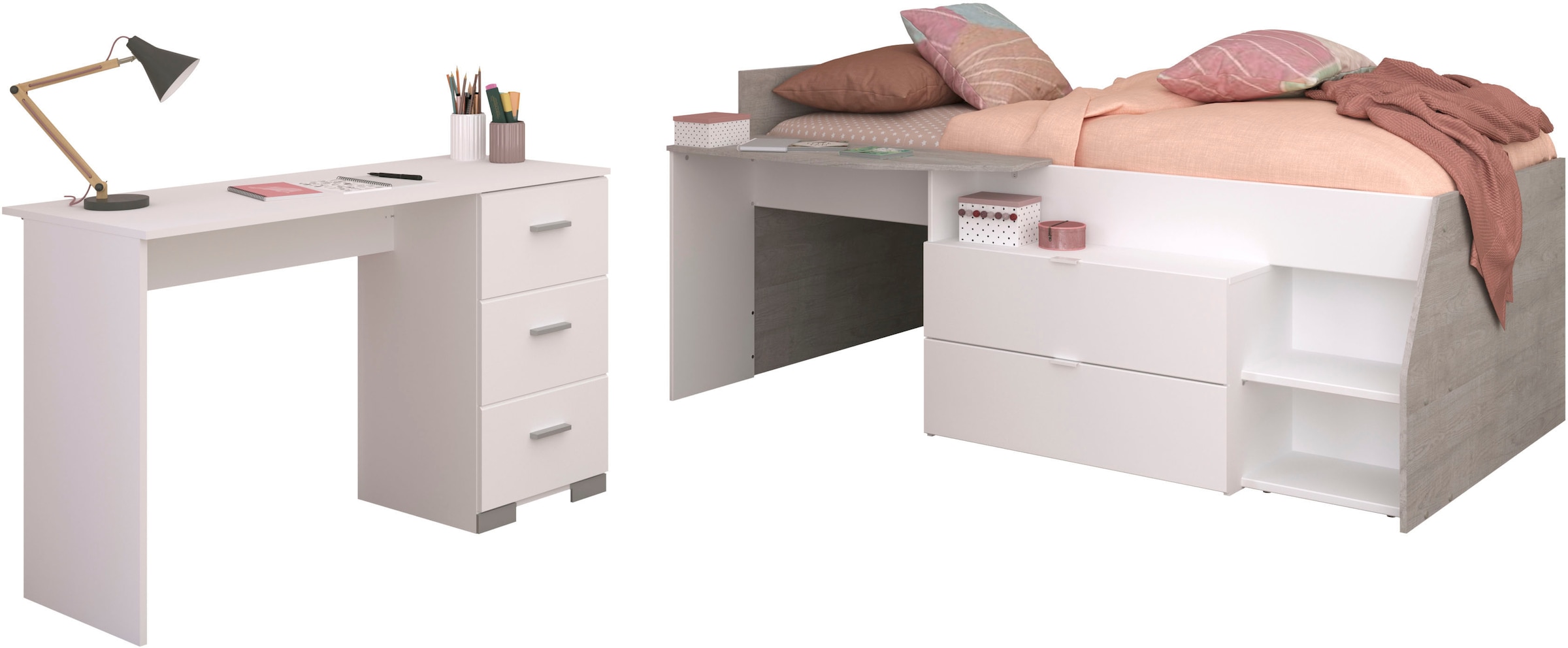 Parisot Jugendzimmer-Set "Parisot Milky 17" 2 Stk. tlg. halbhohes Hochbett günstig online kaufen