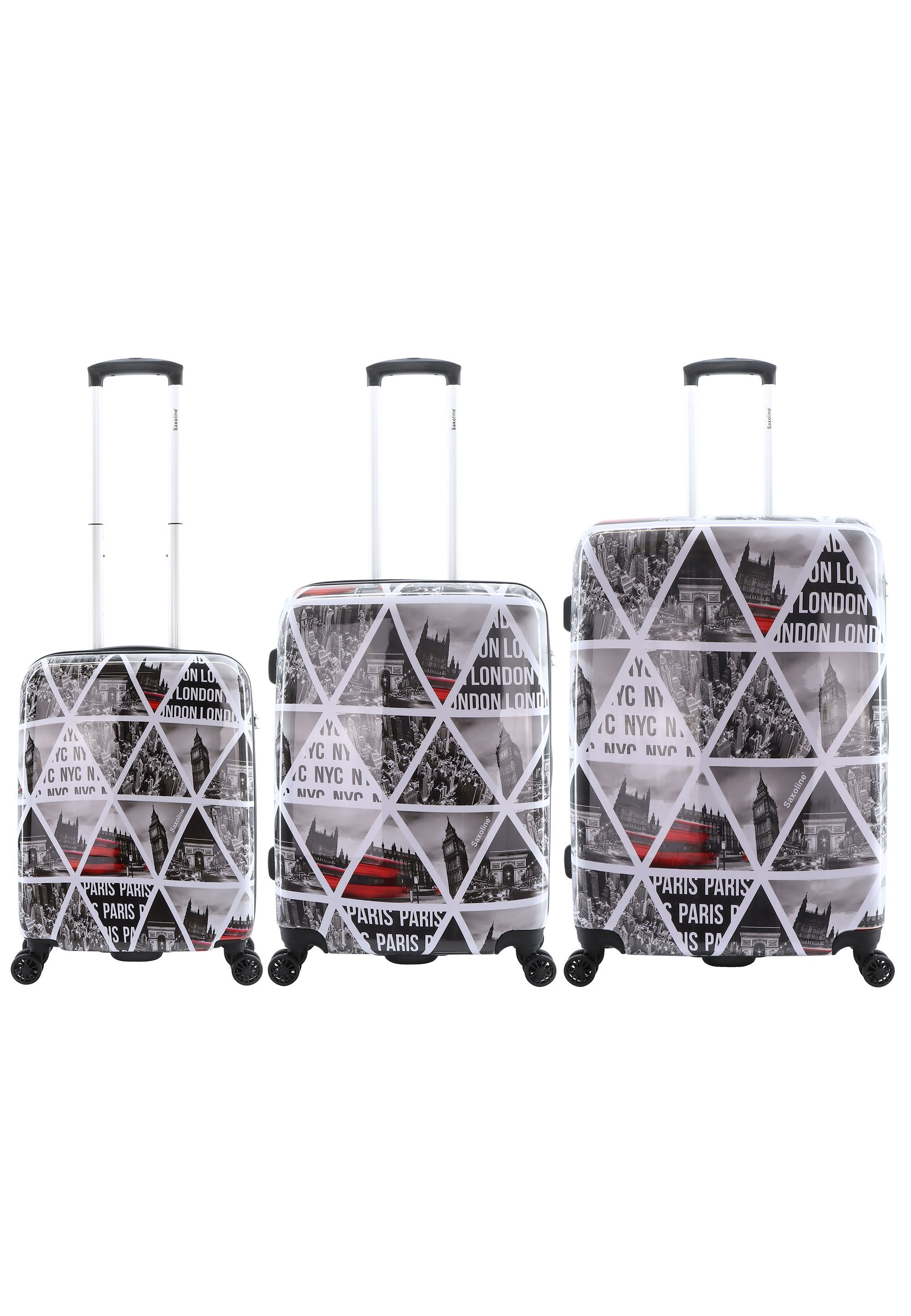 SAXOLINE Koffer "Cities", bunt, Polyester, bedruckt, Koffer, Hergestellt aus Acrylnitril-Butadien-Styrol (ABS)