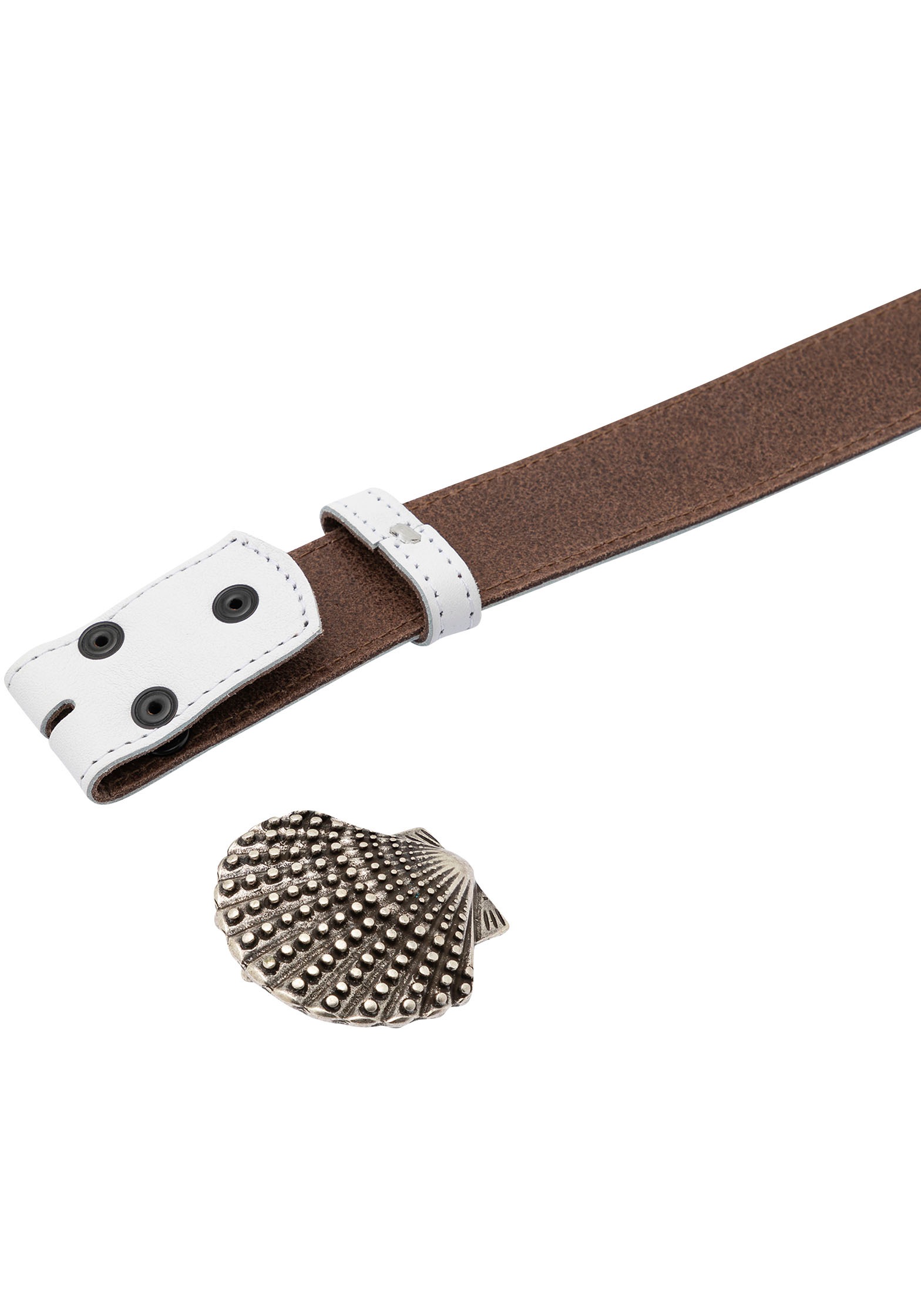 Rettungsring Gürtel Ledergürtel , mit austauschbarer Schließe »Muschel Nieten Silber«