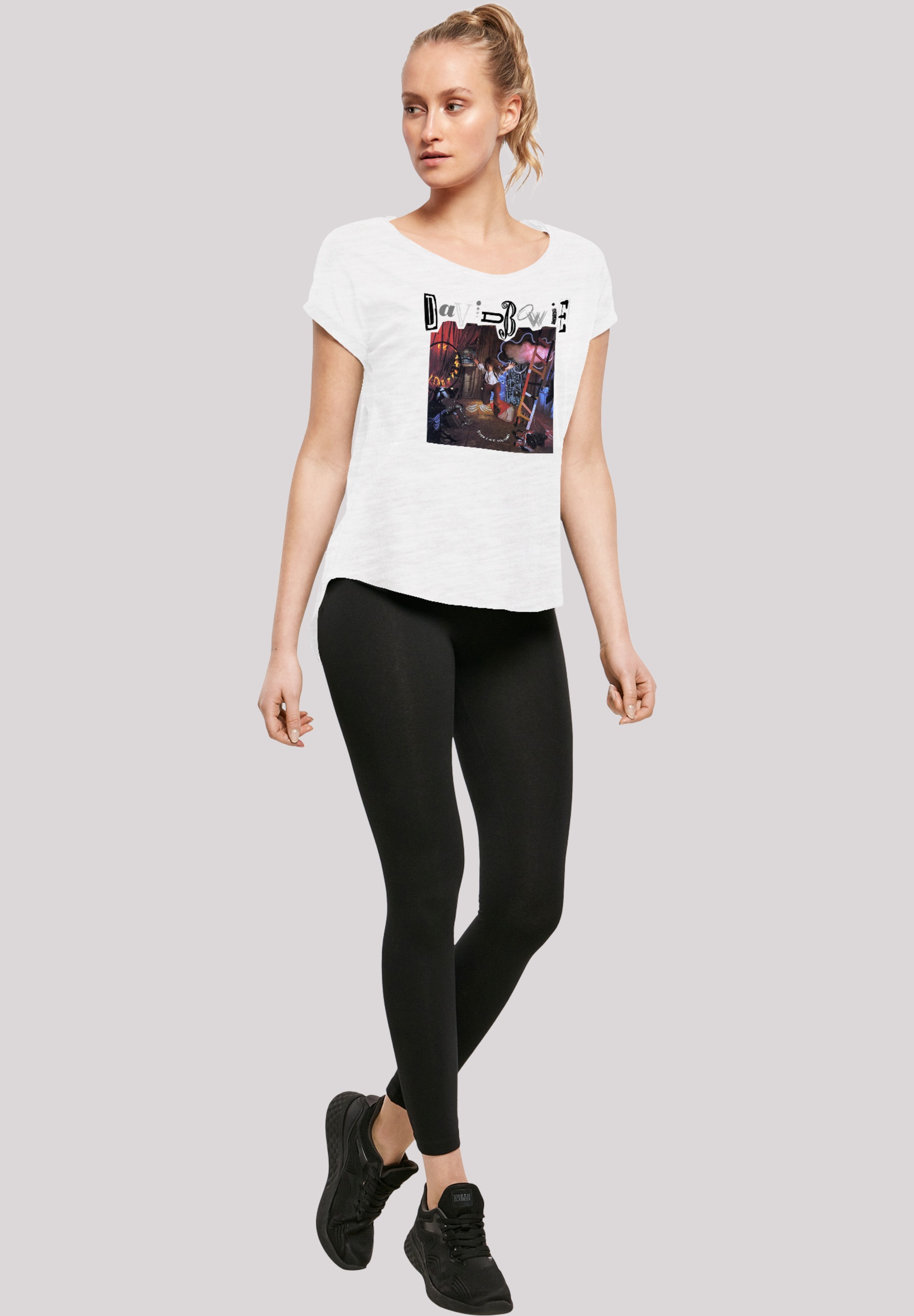 F4NT4STIC T-Shirt »Long Cut T-Shirt 'David Bowie Me Down Album Cover'«, Damen,Premium Merch,Lang,Longshirt,Bandshirt