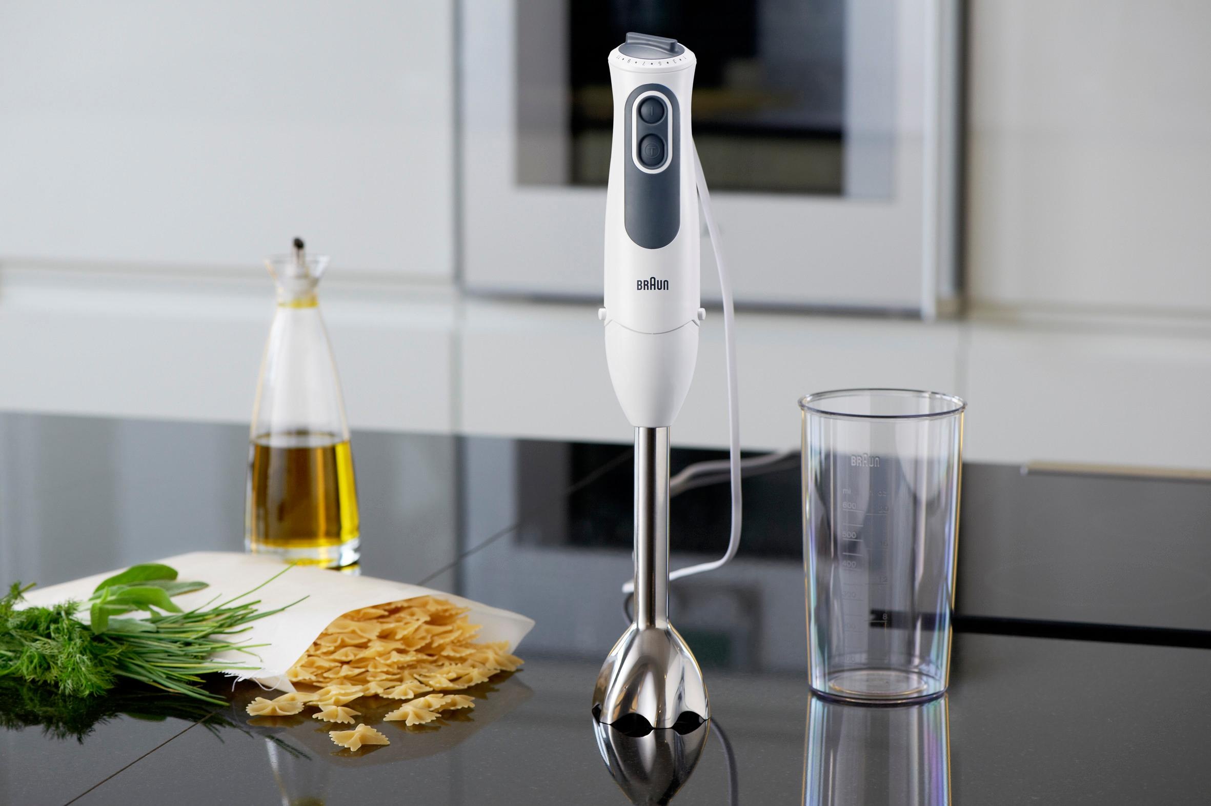Braun Stabmixer »MQ 3135 WH Sauce MultiQuick 3«, 750 W, mit Schneebesen, 500 ml Zerkleinerer und 600 ml Mixbecher