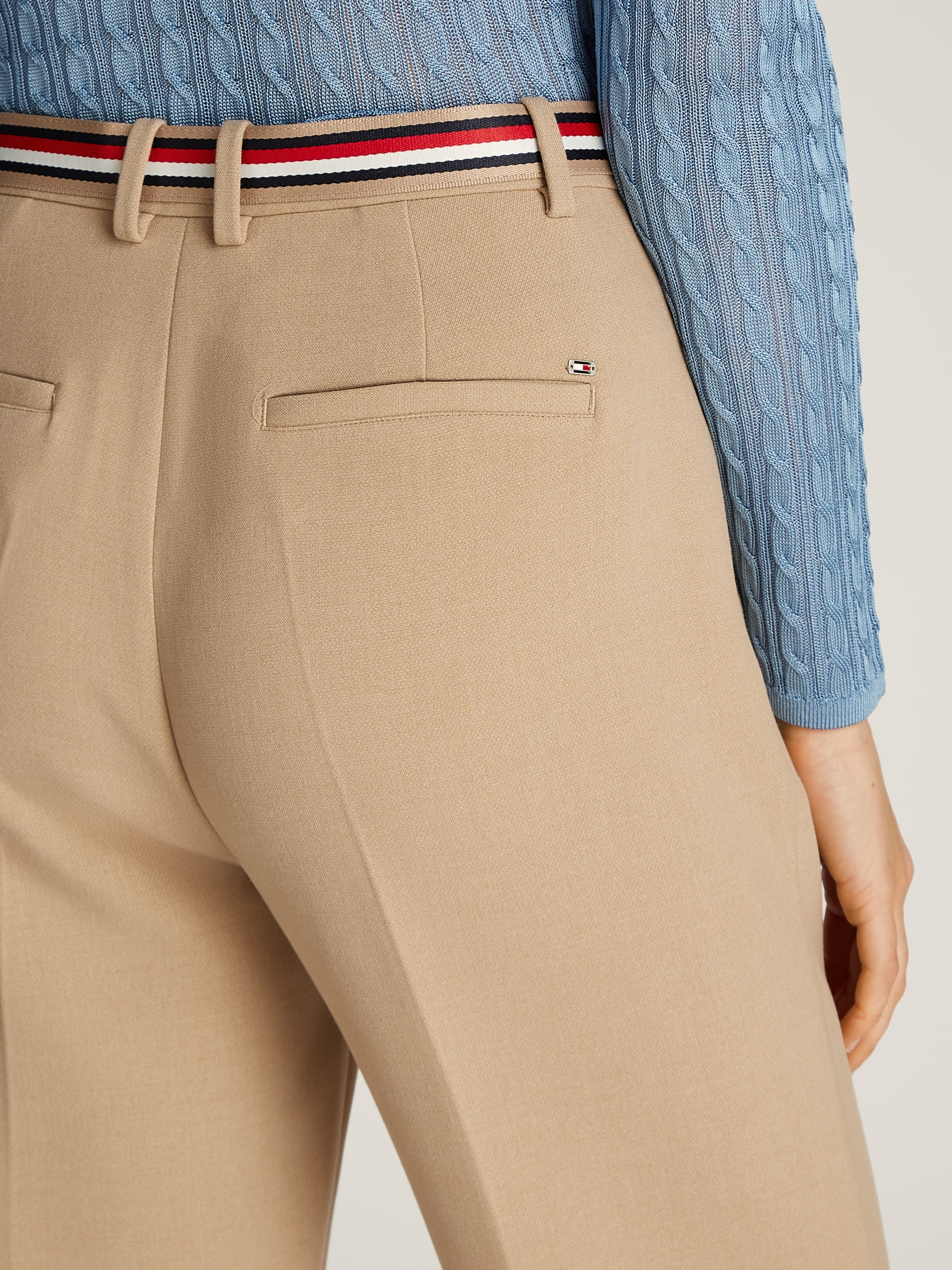Tommy Hilfiger Webhose »PUNTO SLIM STRAIGHT PANT«, mit Bügelfalten, Metalllabel
