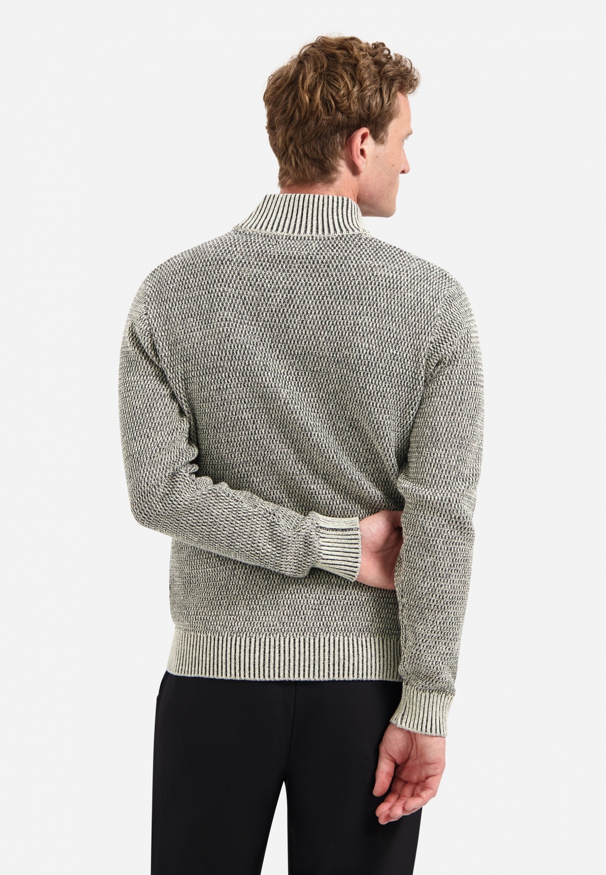 NO EXCESS Stehkragenpullover "No Excess Schwere melierte Strickjacke" günstig online kaufen